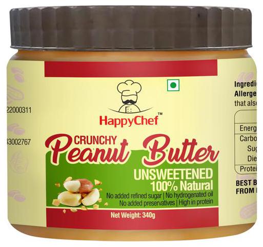 

Happy Chef Peanut Butter - Crunchy 100 Natural Unsweetened 340 g