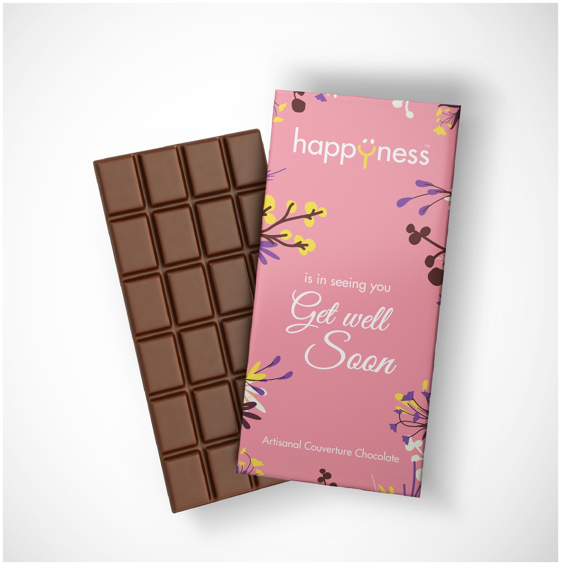 

Happyness is in seeing you Get Well Soon Artisanal Dark Chocolate 55 - 100g
