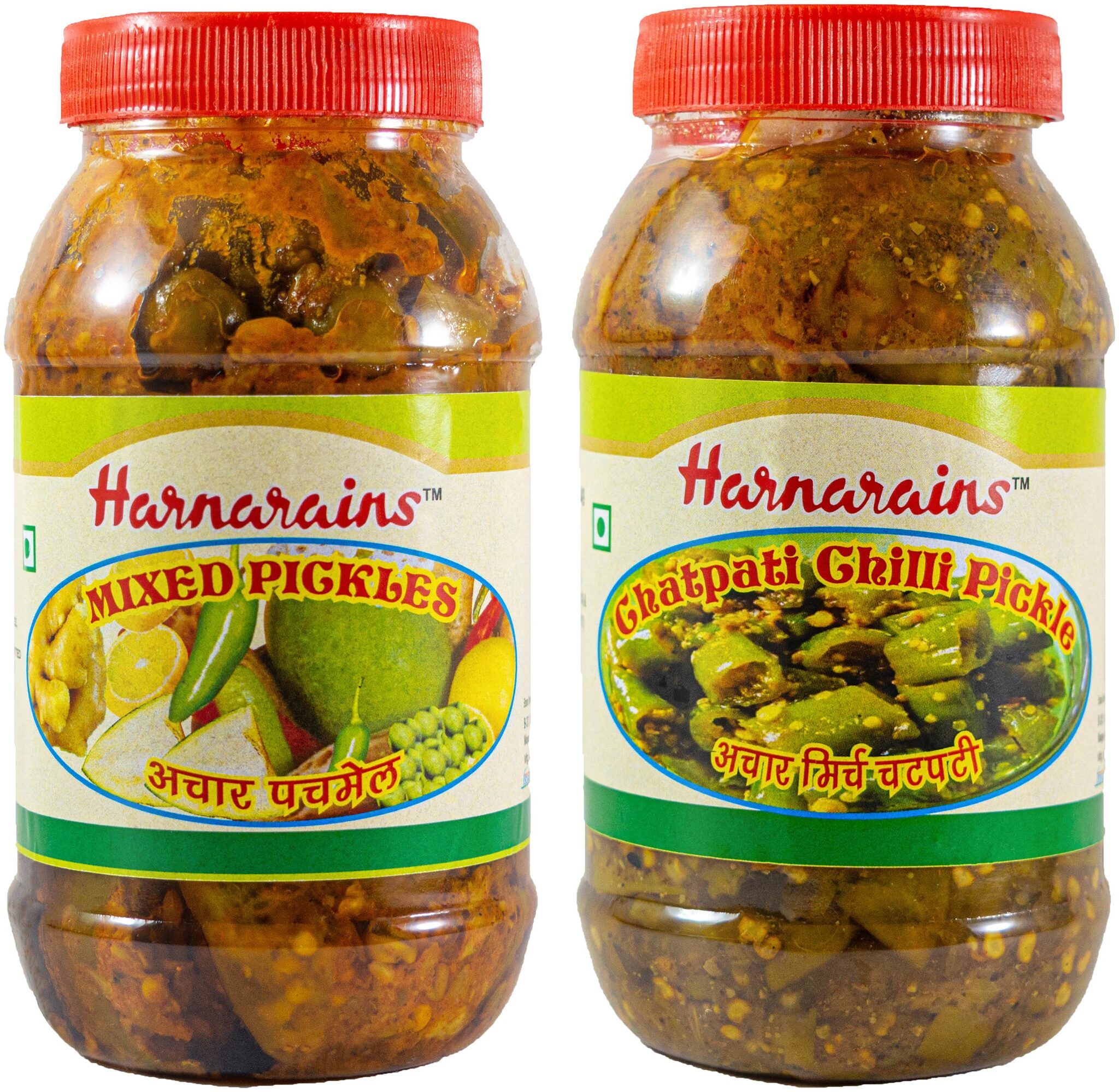 

Harnarains Combo of Mixed Pickle (400g) and Chatpati Green Chilli Pickle (400g)
