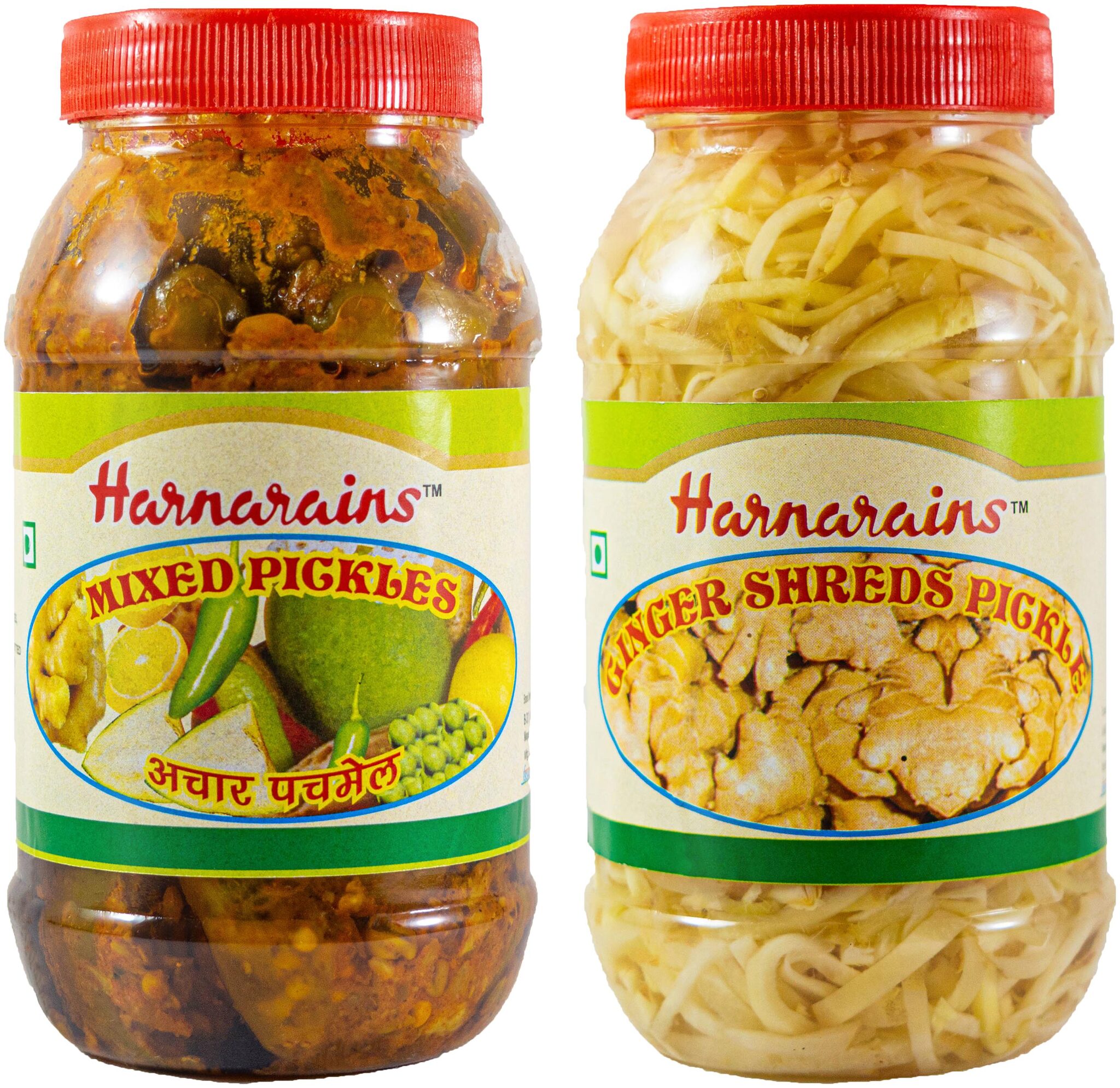 

Harnarains Combo of Mixed Pickle (400g) and Ginger Shreds Pickle (400g)