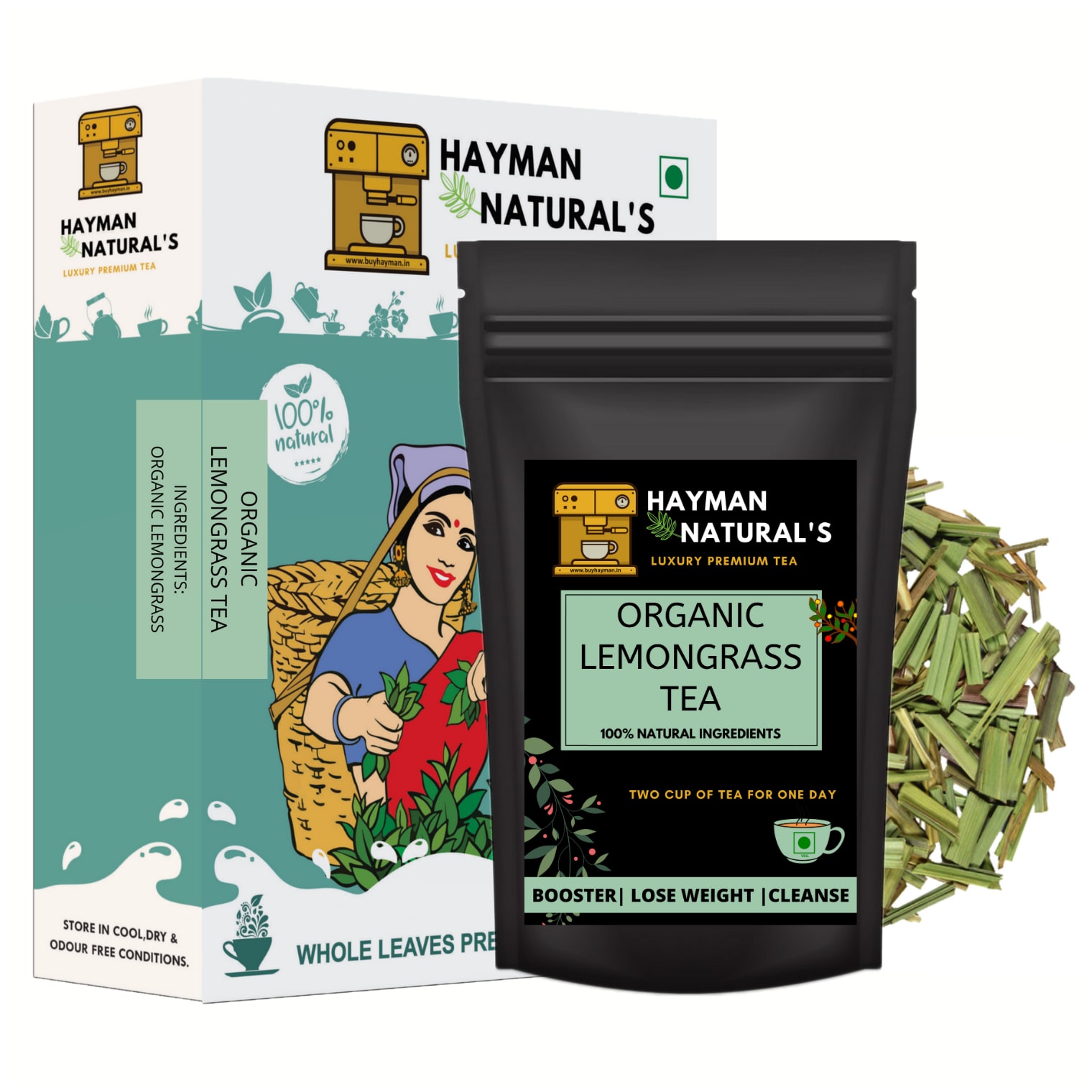 

HAYMAN NATURAL S Organic Lemongrass Tea (82 Cups) Antioxidants Rich Premium Tea for Weight Management -100g