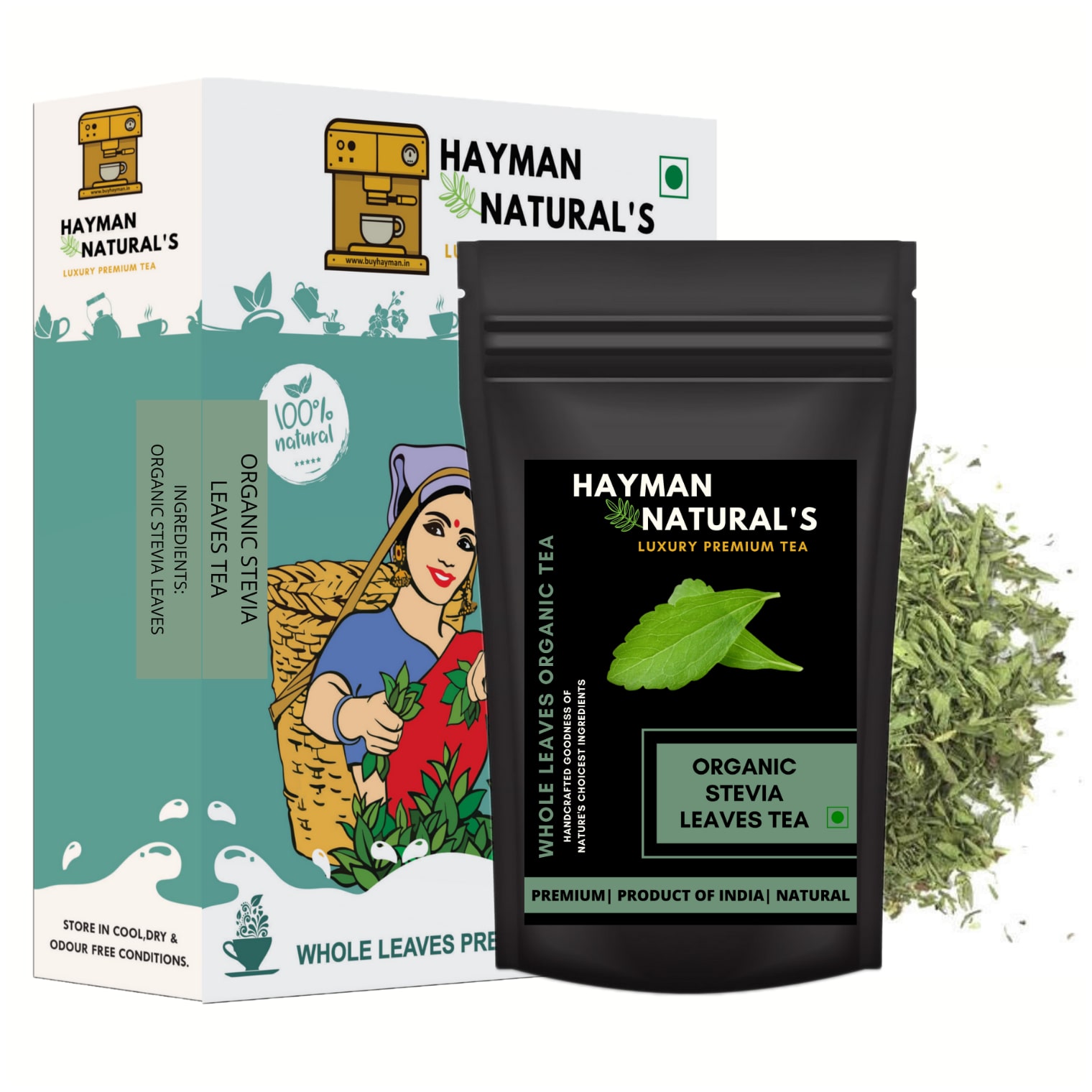 

HAYMAN NATURAL S Organic Stevia Leaves Tea (164 Cups) Natural Sweetner-Control Diabetics -200g