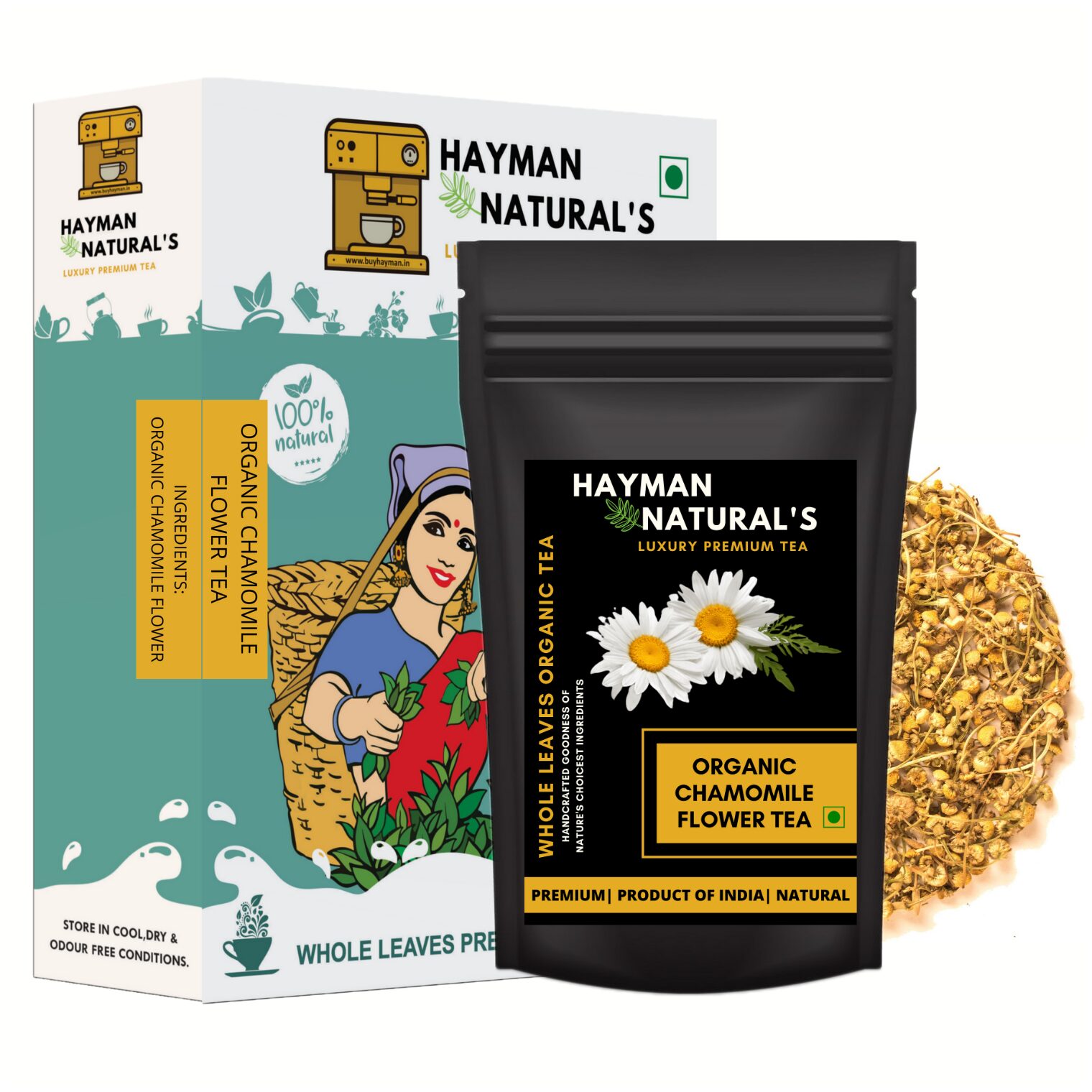 

HAYMAN NATURAL S Organic Chamomile Flower Tea (164 Cups) For Stress Relief Good Sleep Made with 100 Whole Leaf Natural Chamomile Flowers-Caffeine Free -200g