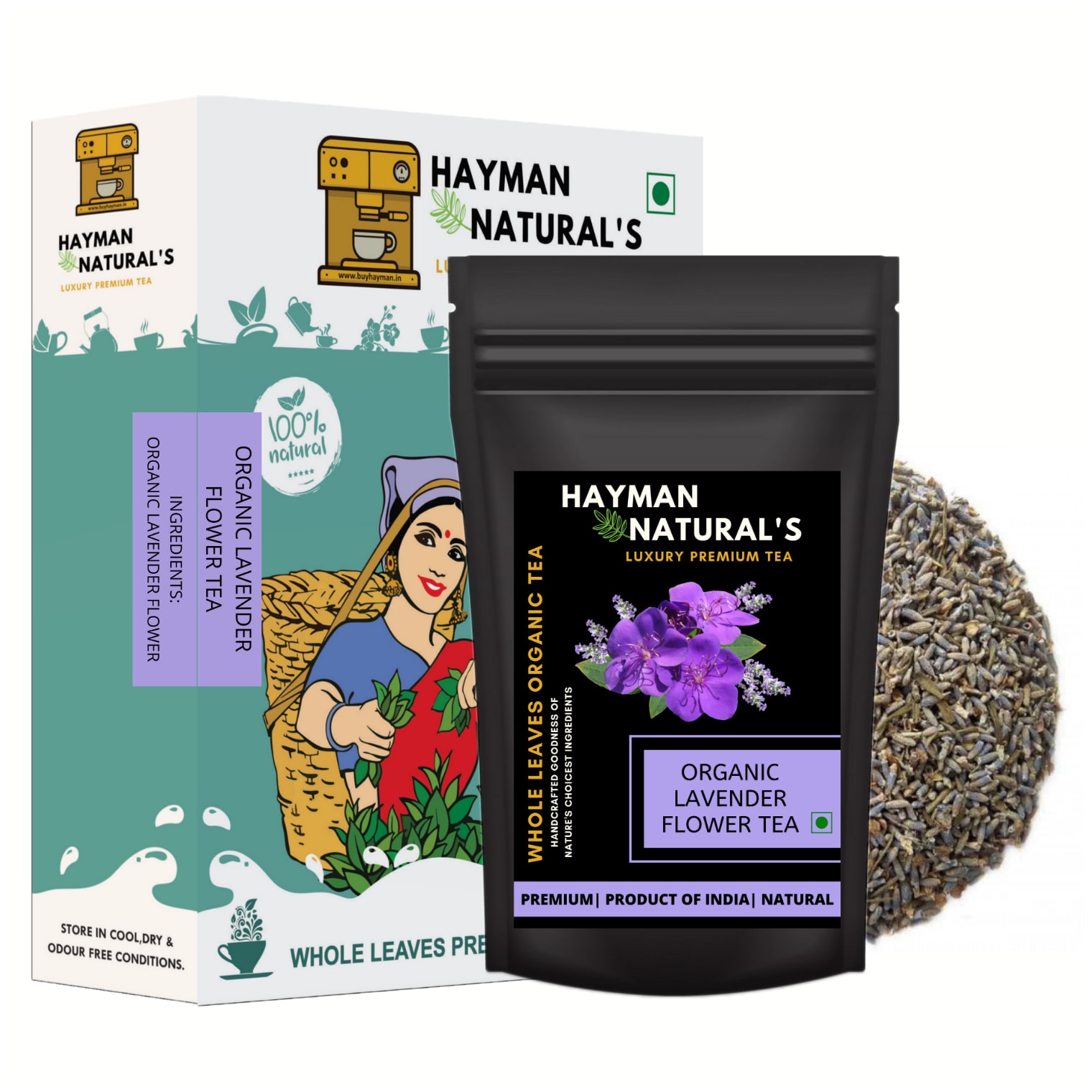 

HAYMAN NATURAL S Organic Lavender Flower Tea (164 Cups) Caffeine Free Good for Hair and Skin Herbal Tisane Tea -200g