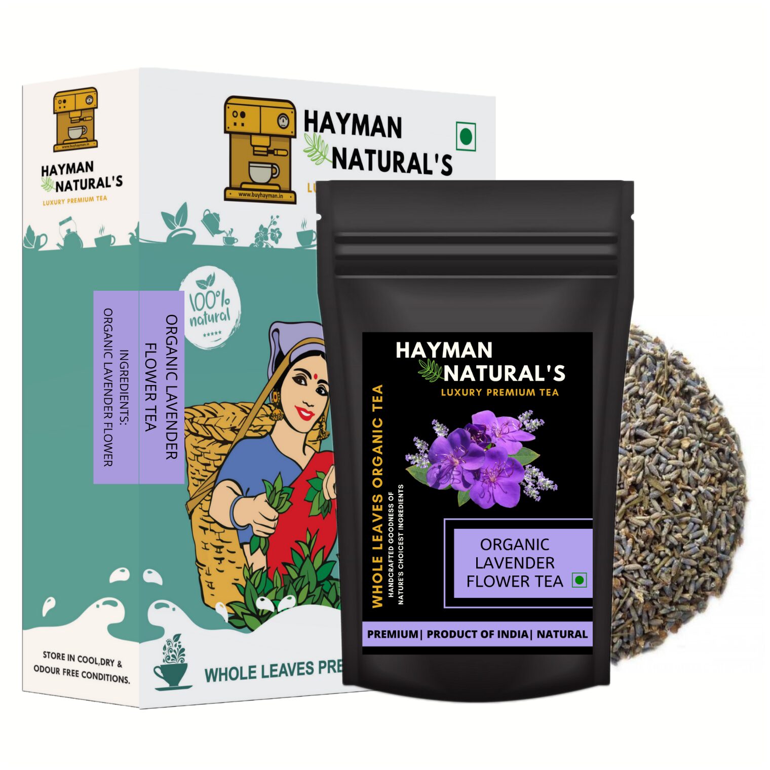 

HAYMAN NATURAL S Organic Lavender Flower Tea (200g - 164 Cups) Caffeine Free Good for Hair and Skin Herbal Tisane Tea