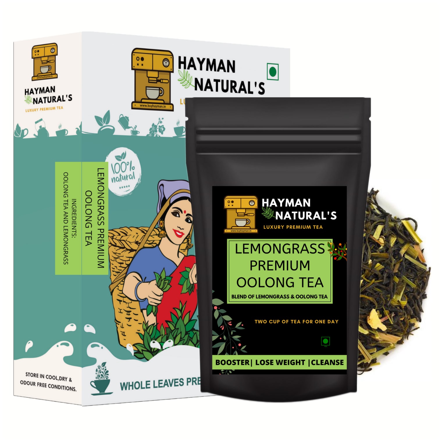 

HAYMAN NATURAL S Lemongrass Oolong Tea ( - 56 Cups) for Weight Loss and Belly Fat Made with oolong tea Lemongrass-100 Natural-100g