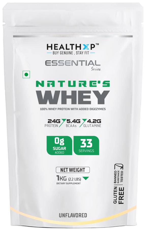 

HealthXP Essential Series Nature s Whey Protein With Added Digezymes 2 2lb Unflavoured