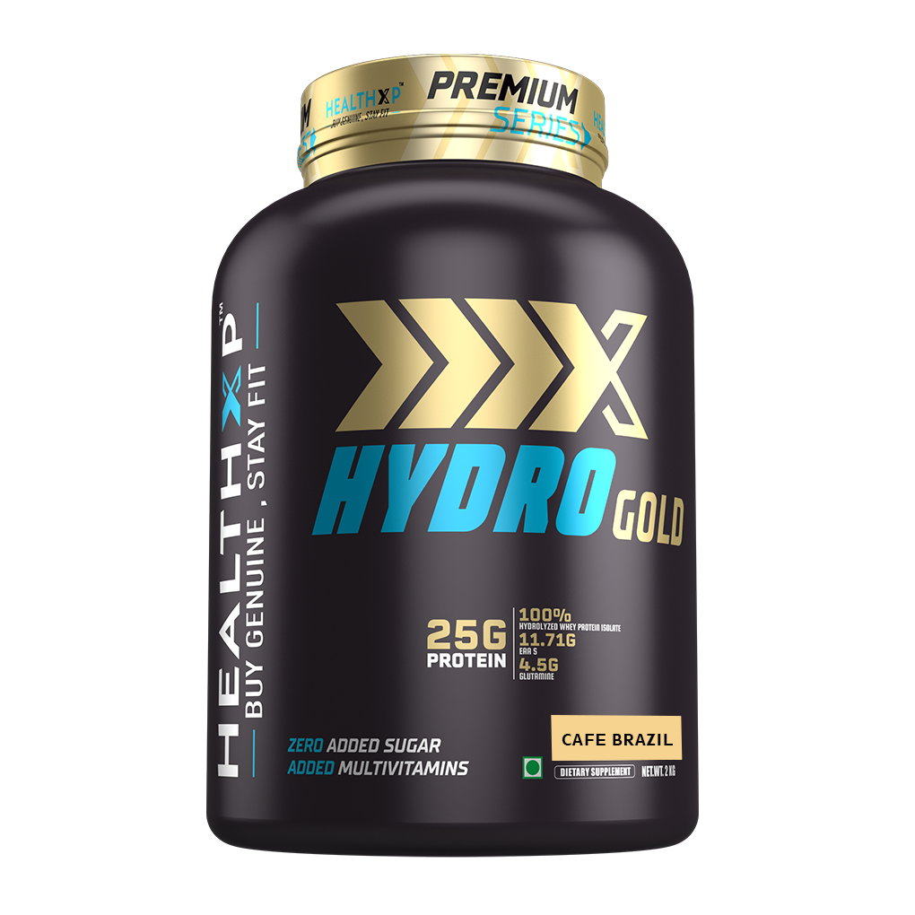 

HealthXP 100 Hydrolyzed Whey Protein Isolate Hydro Gold 2Kg 25g Protein 0g Sugar 66 Servings - Caf Brazil