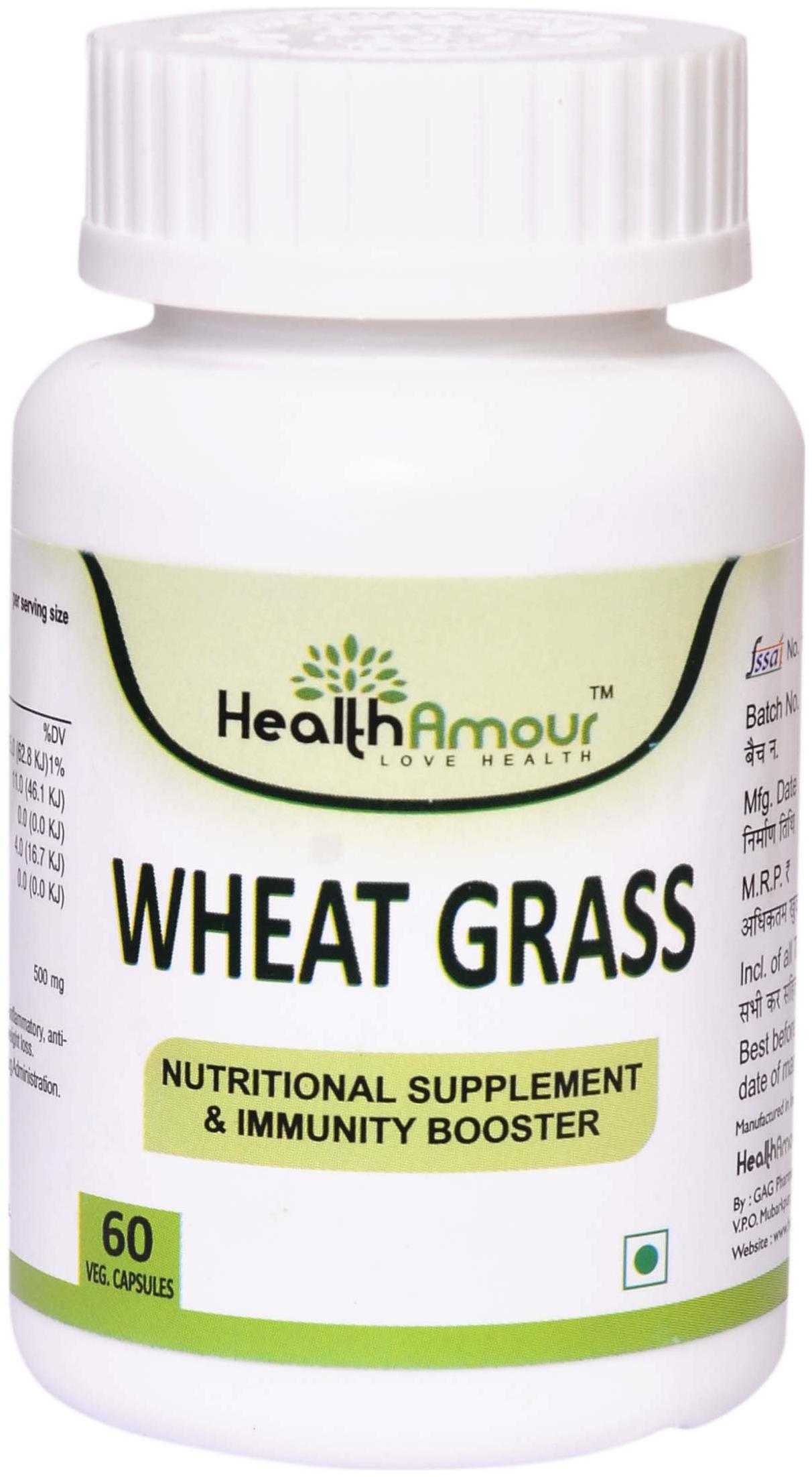 

HealthAmour WHEAT GRASS Veg Capsules For Boost Immunity and Nutritional Supplement (60 Capsule Pack)