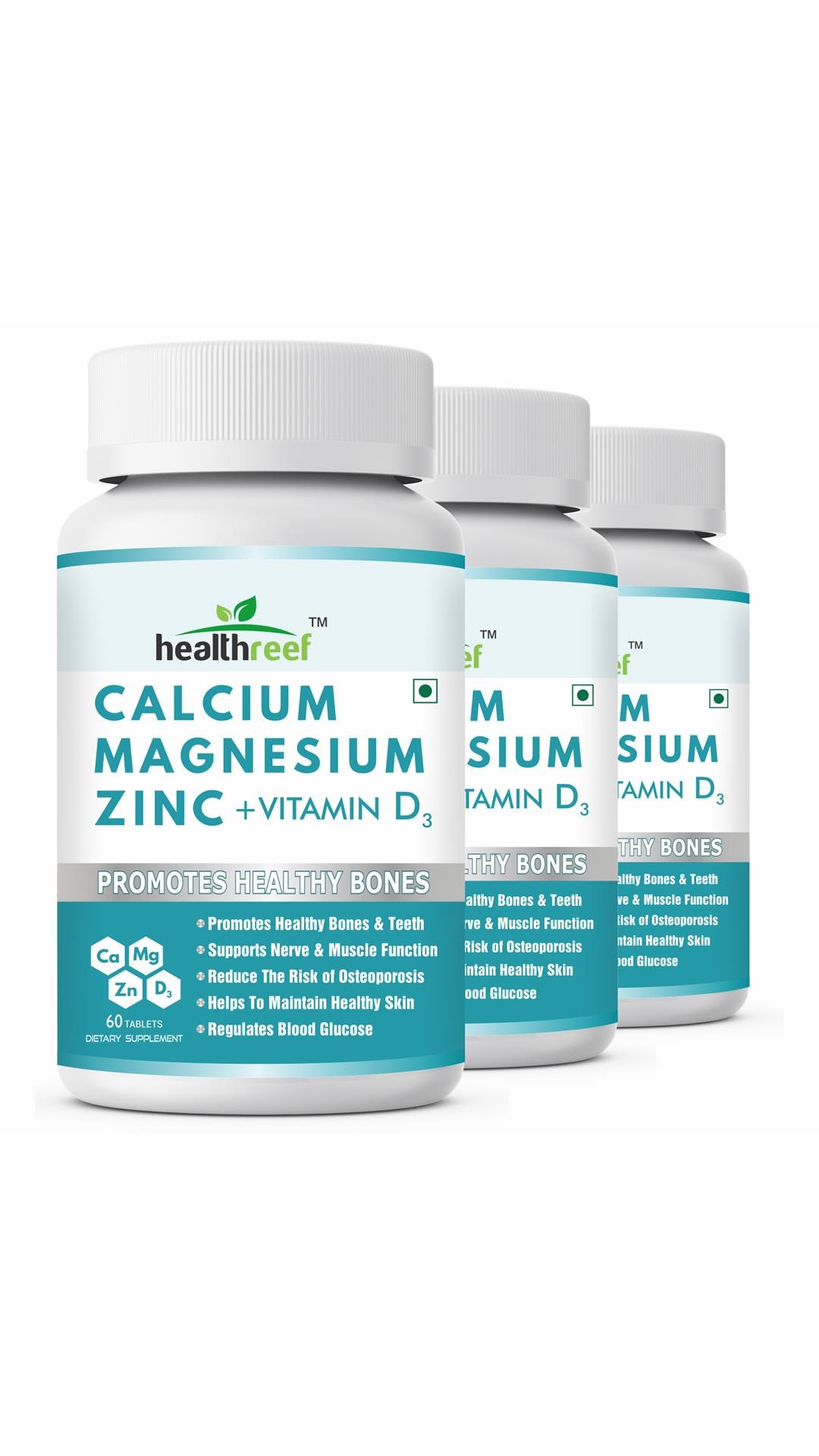 

Healthreef Calcium Magnesium Zinc VitaminD3 60 Tablets (Pack of 3)