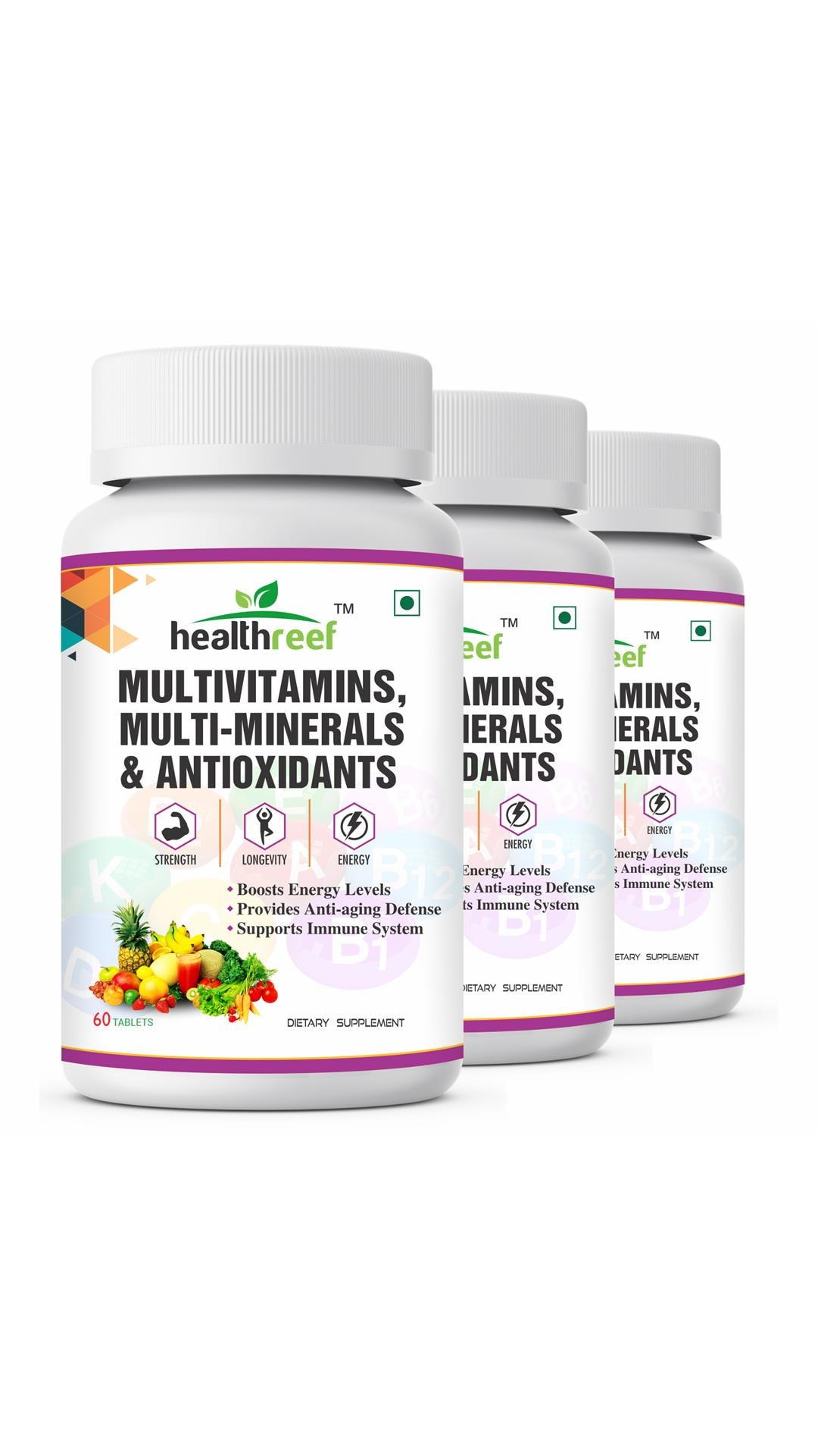 

Healthreef MultiVitamins MultiMinerals Antioxidants 60 Tablets (Pack of 3)