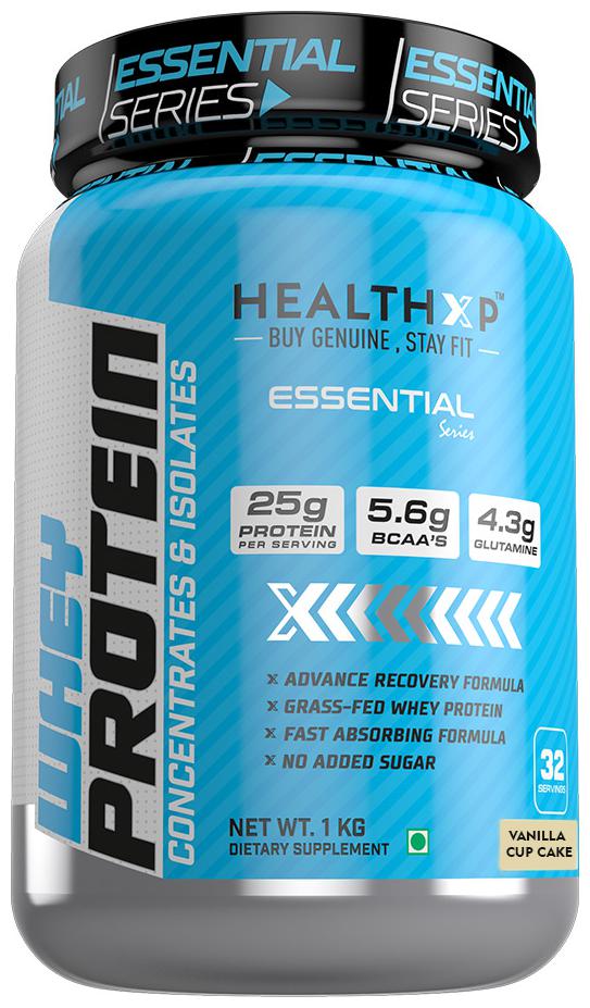 

HealthXP Essential Series 100 Whey Protein 1Kg - Vanilla Cup Cake