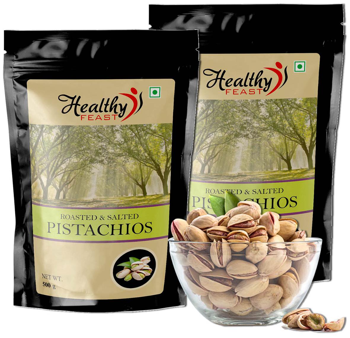 

Healthy Feast Roasted Salted Pistachios 500gm (250gm X 2)