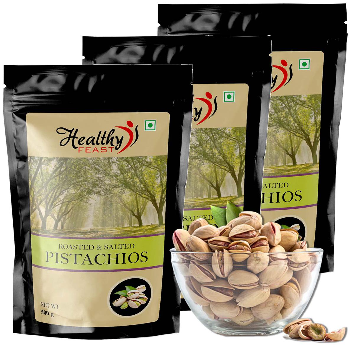 

Healthy Feast Roasted Salted Pistachios 750gm (250gm X 3)