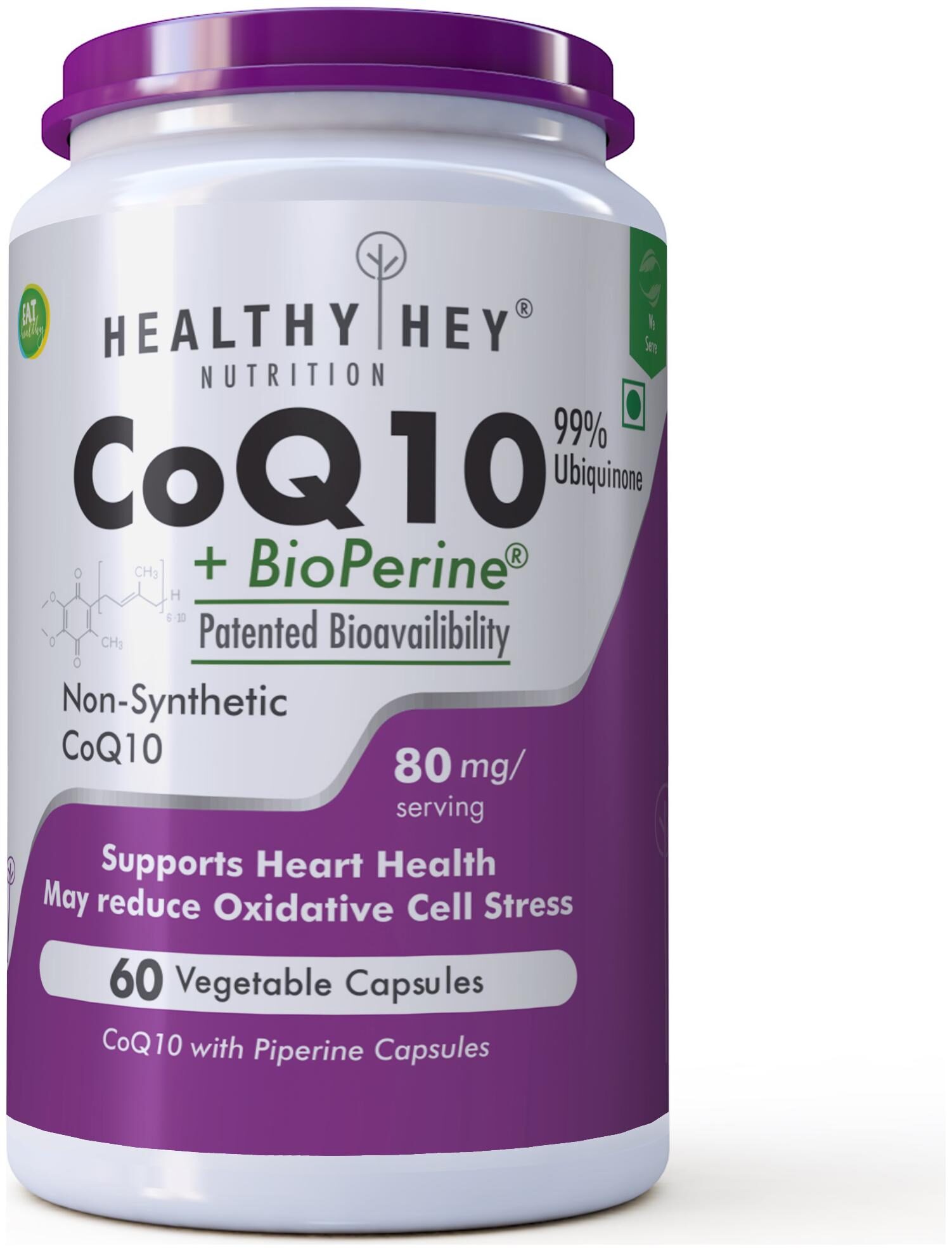 

HealthyHey Nutrition CoQ10-80mg - 60 Veg Capsules (Pack of 1)