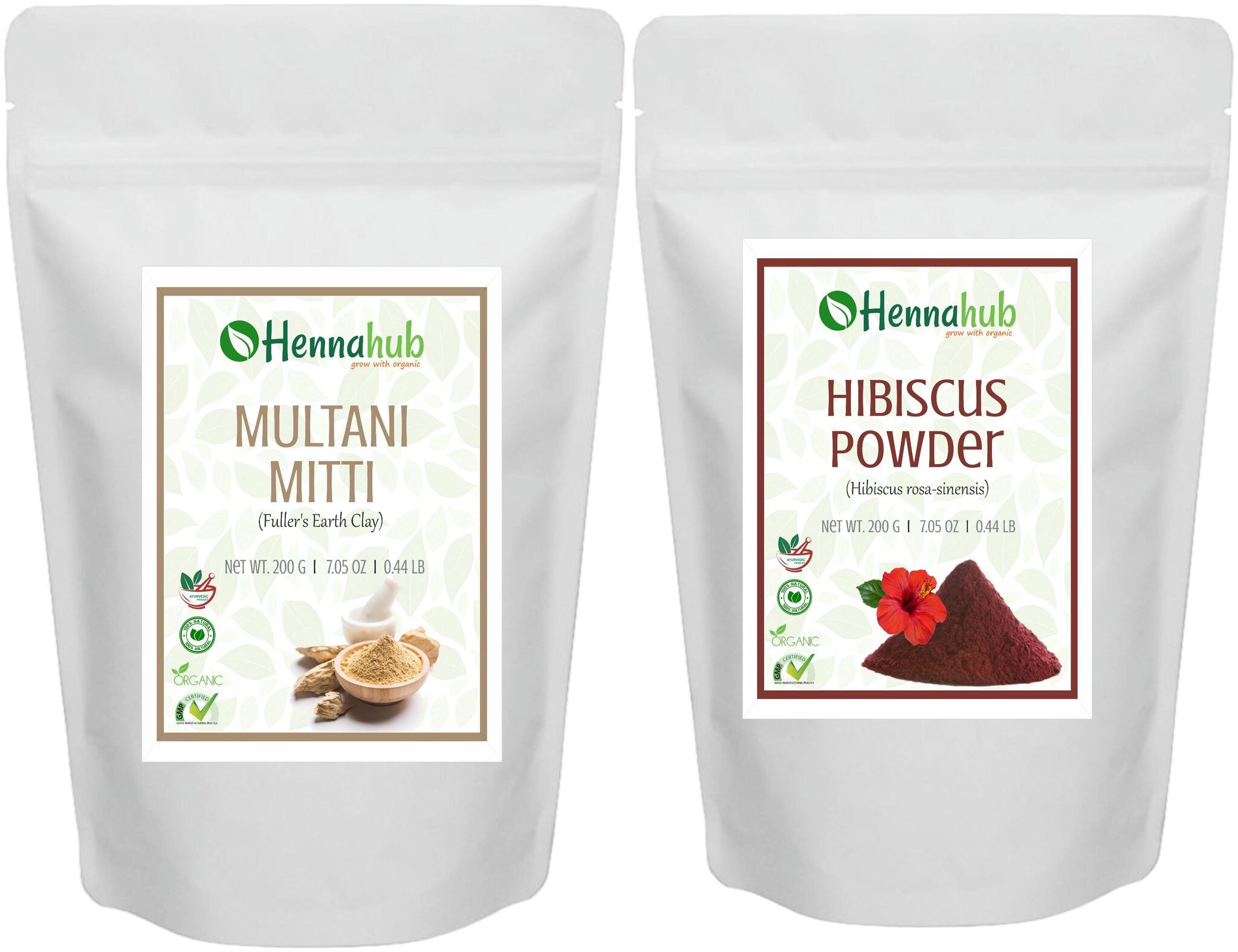 

Hennahub Herbal Organic Hibiscus Powder 200 g Multani Mitti Powder 200 g For Face Pack (Pack Of 2)