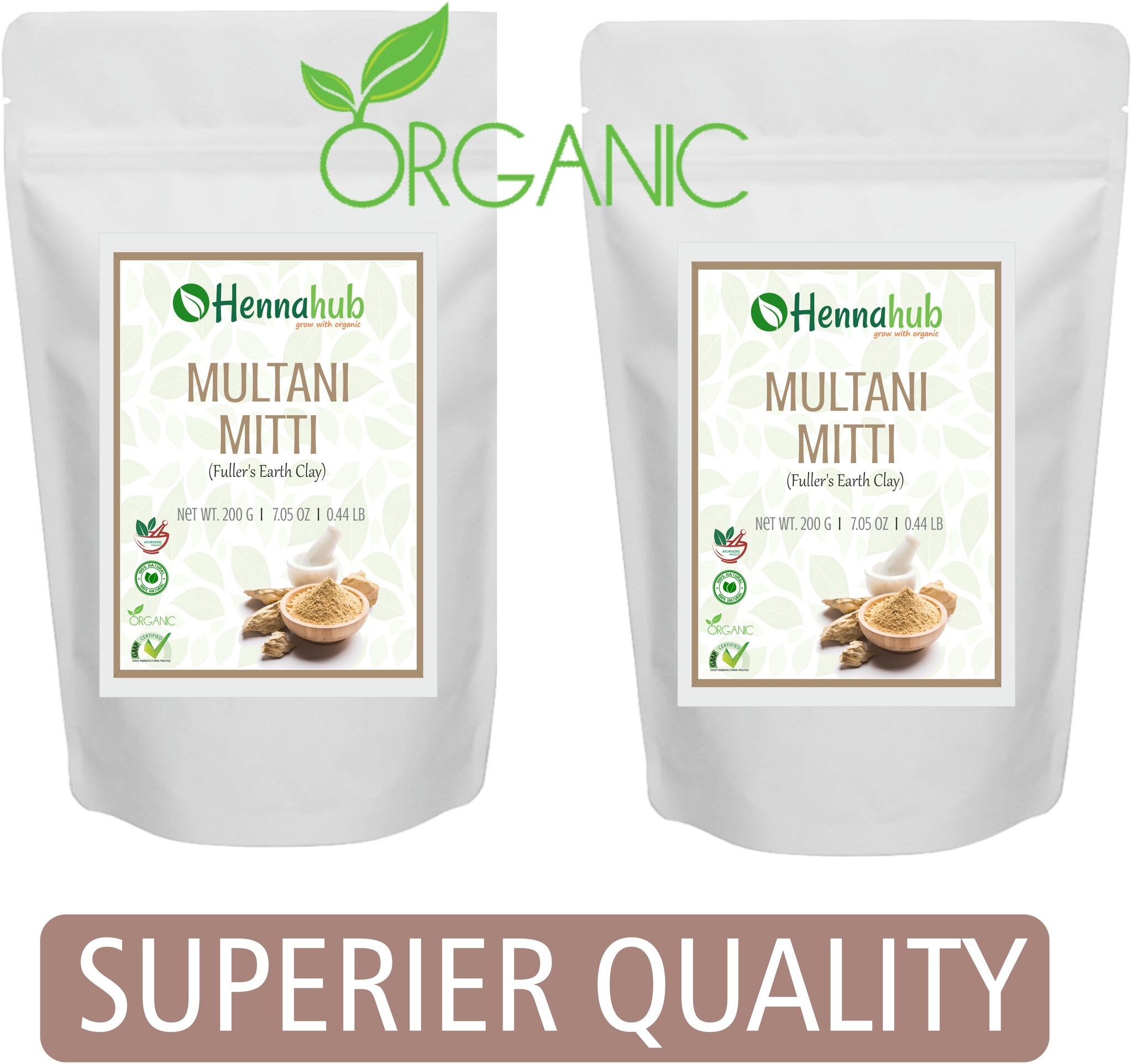 

Hennahub Natural Multani Mitti Powder (Fuller S Earth) For Face And Skin Care 200g X 2