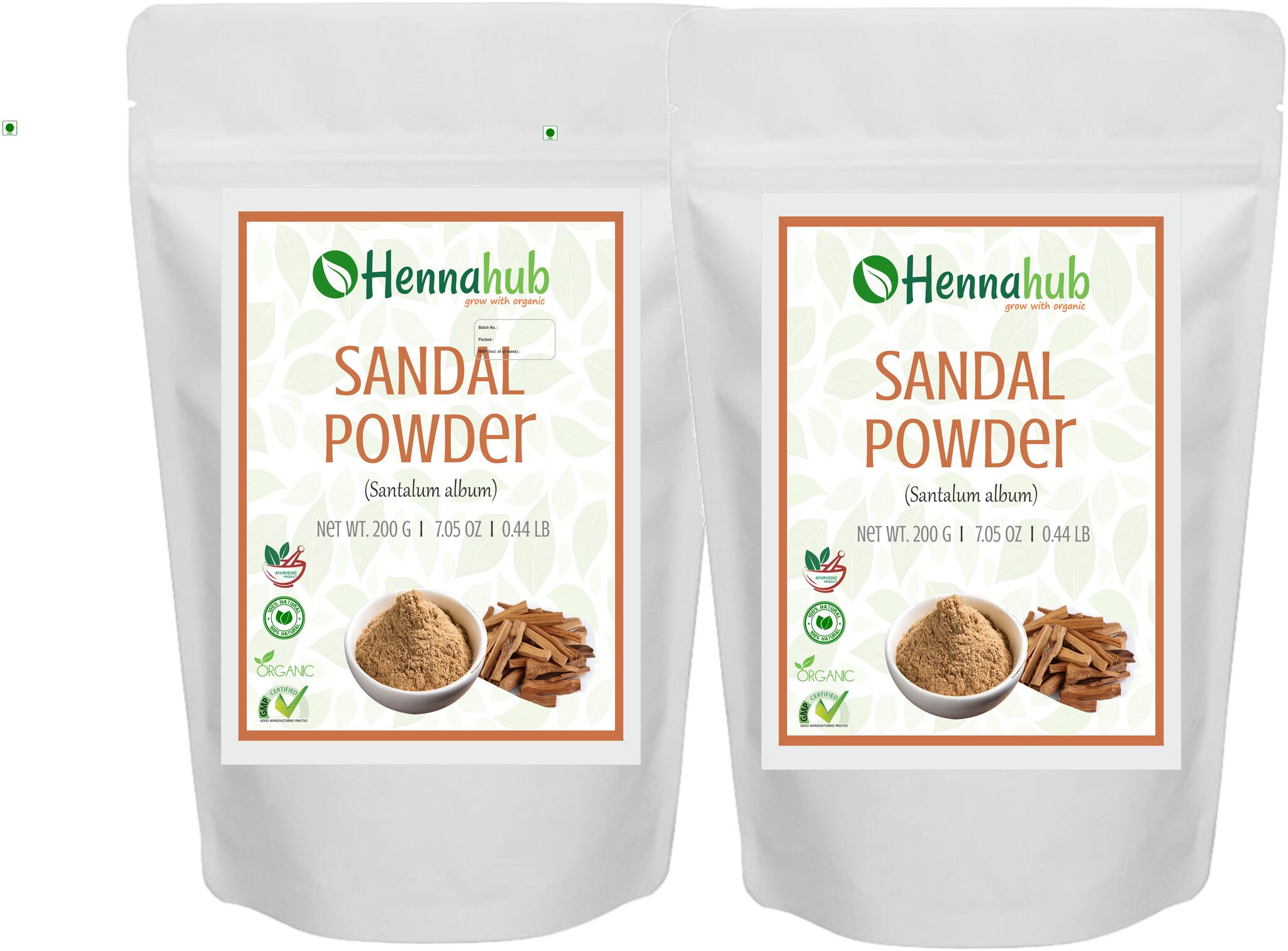 

HENNAHUB Pure Herbal Organic Sandalwood Powder for Face Pack Skin Care Deep Pore Cleansing Natural Glowing Skin Face Mask- Pack of 2 each 200g