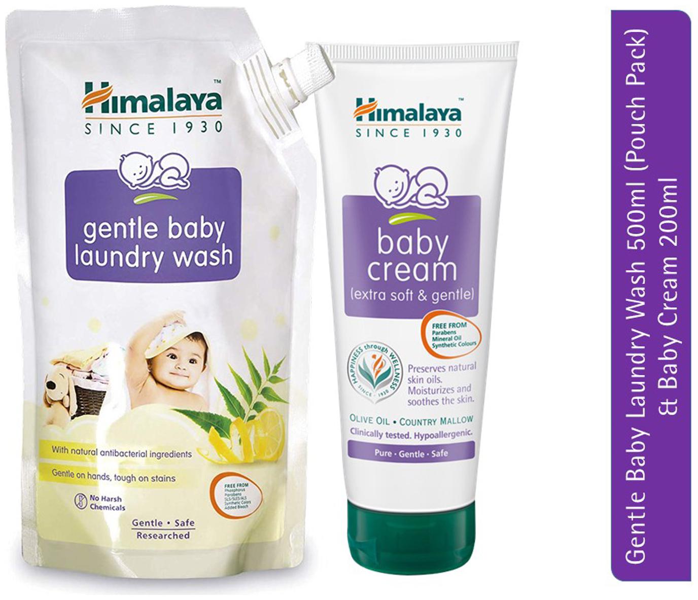 

Himalaya Baby Gentle Laundry Wash (500ml Pouch Pack) Himalaya Baby Cream (200ml) (Pack of 2)