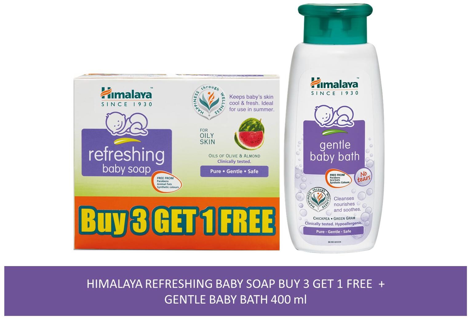 

Himalaya Baby Combo Pack (Buy 3 Get 1 Baby Soap Free and 1 Baby Bath) (Pack of 4)
