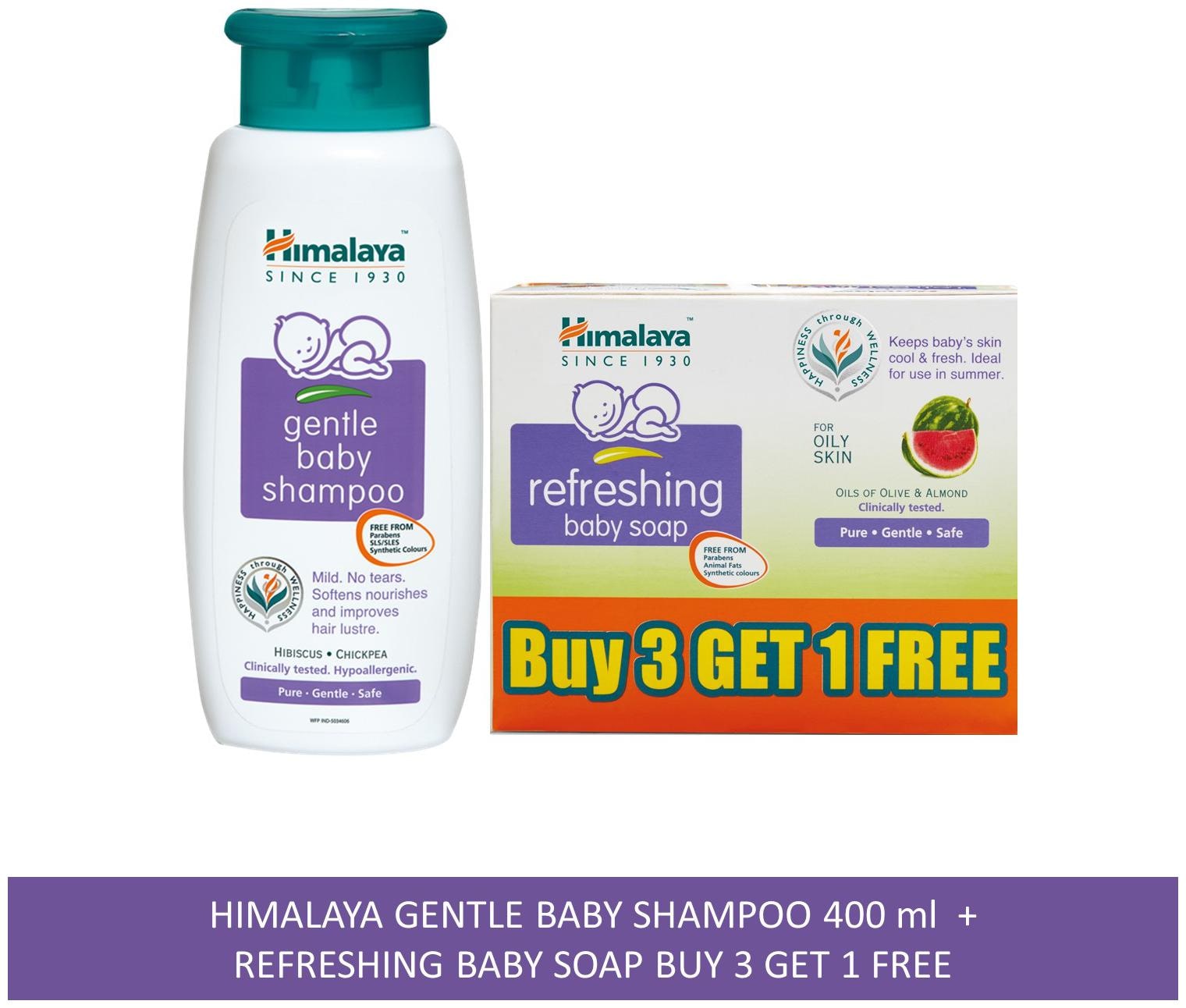 

Himalaya Baby Combo Pack (Buy 3 Get 1 Baby Soap Free and 1 Baby Shampoo) (Pack of 4)