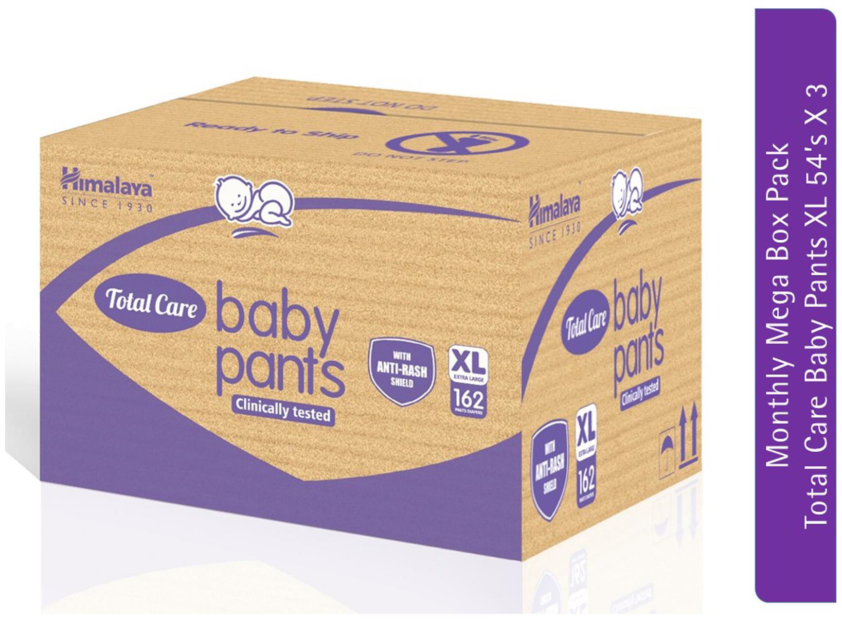 

Himalaya Baby Total Pants Monthly Mega Box Pack ( Size XL 54 Count in each pack) - Pack of 3