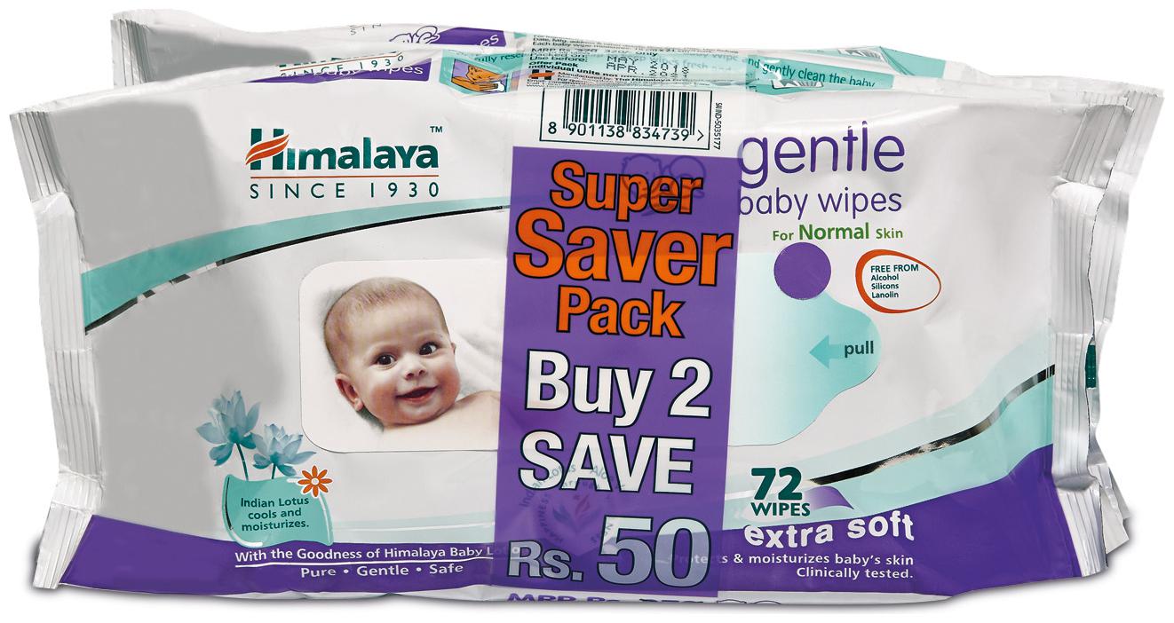 

Himalaya Gentle Baby Wipes 72s (Pack of 2)