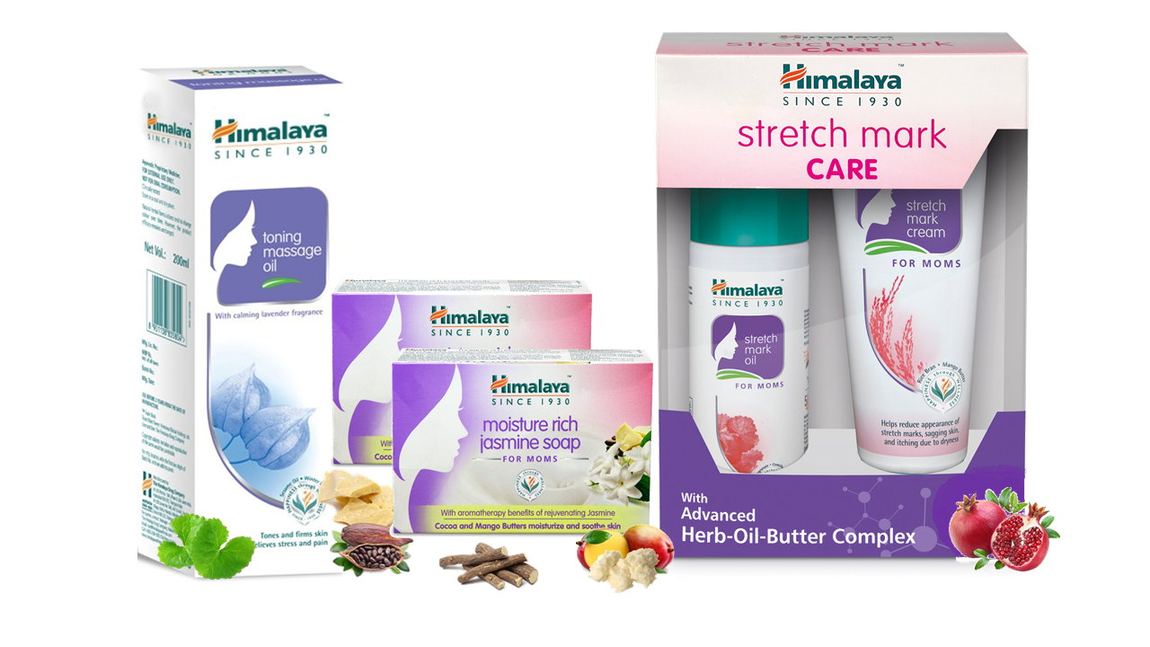 

Himalaya Mom Care Combo 2 - Stretch Mark Cream And Oil - (100 ml) Toning Massage Oil (200 ml) And Rich Jasmine Soaps (2x125 g)