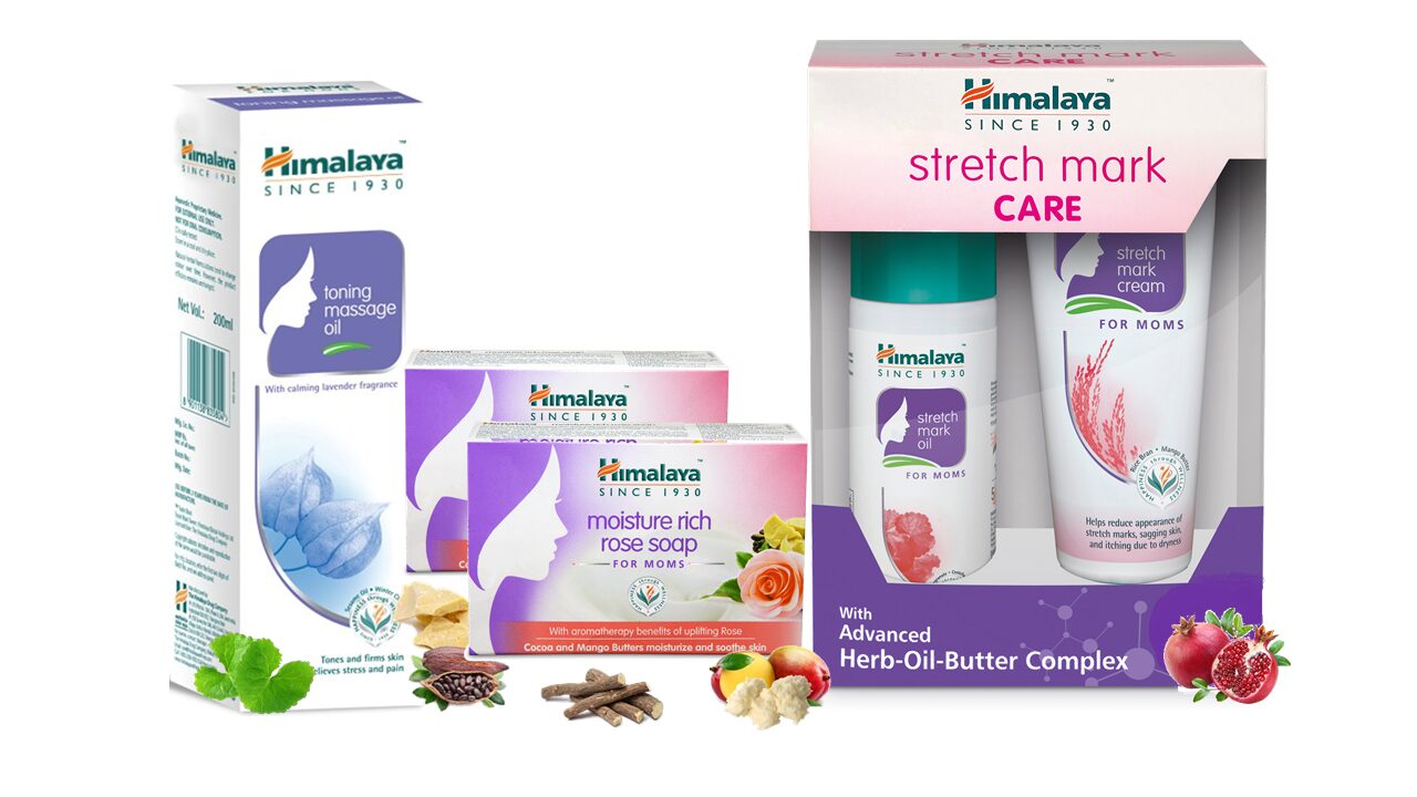 

Himalaya Mom Care Combo 2 - Stretch Mark Cream And Oil - (100 ml) Toning Massage Oil (200 ml) And Rich Rose Soaps (2x125 g)