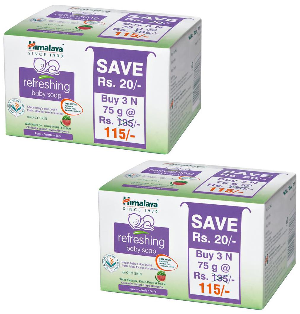 Himalaya Refreshing Babay Soap Value Pack 75 g (Pack of 2 - 6 Soaps)