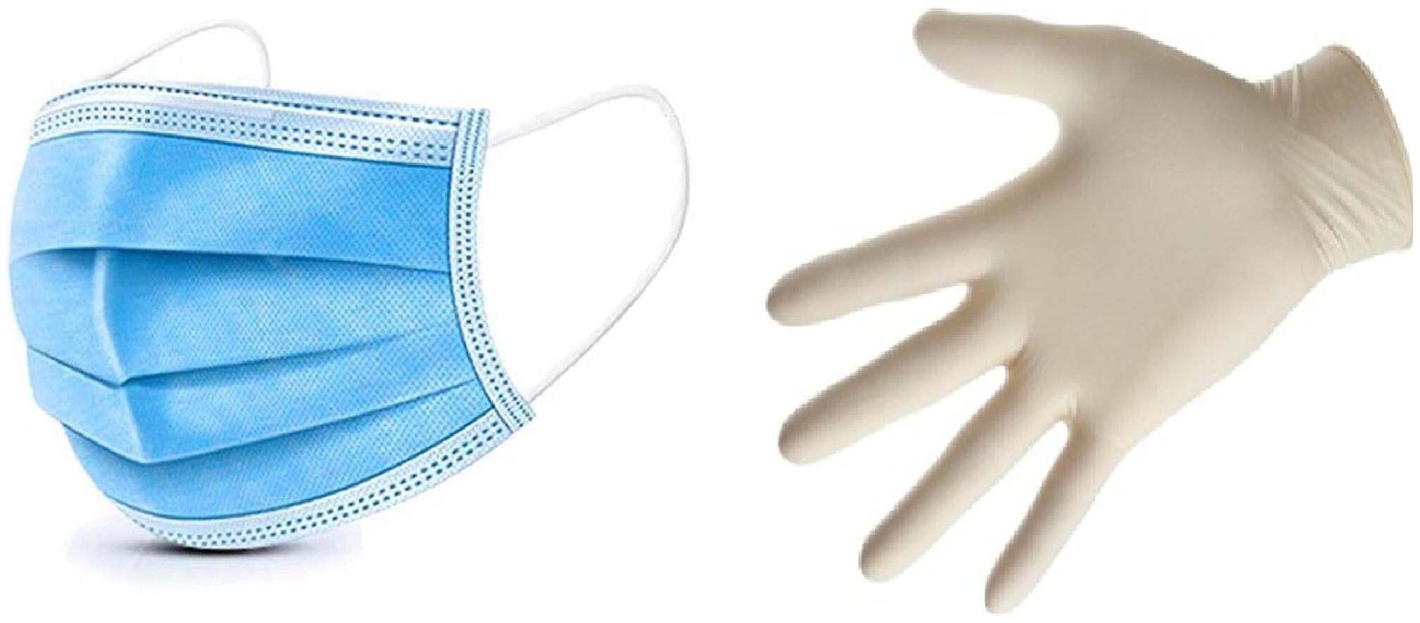 

HM Evotek 3 Ply Disposable Mask 25 pcs Latex Medical Surgical Gloves Large 25 Pair (Pack of 50)