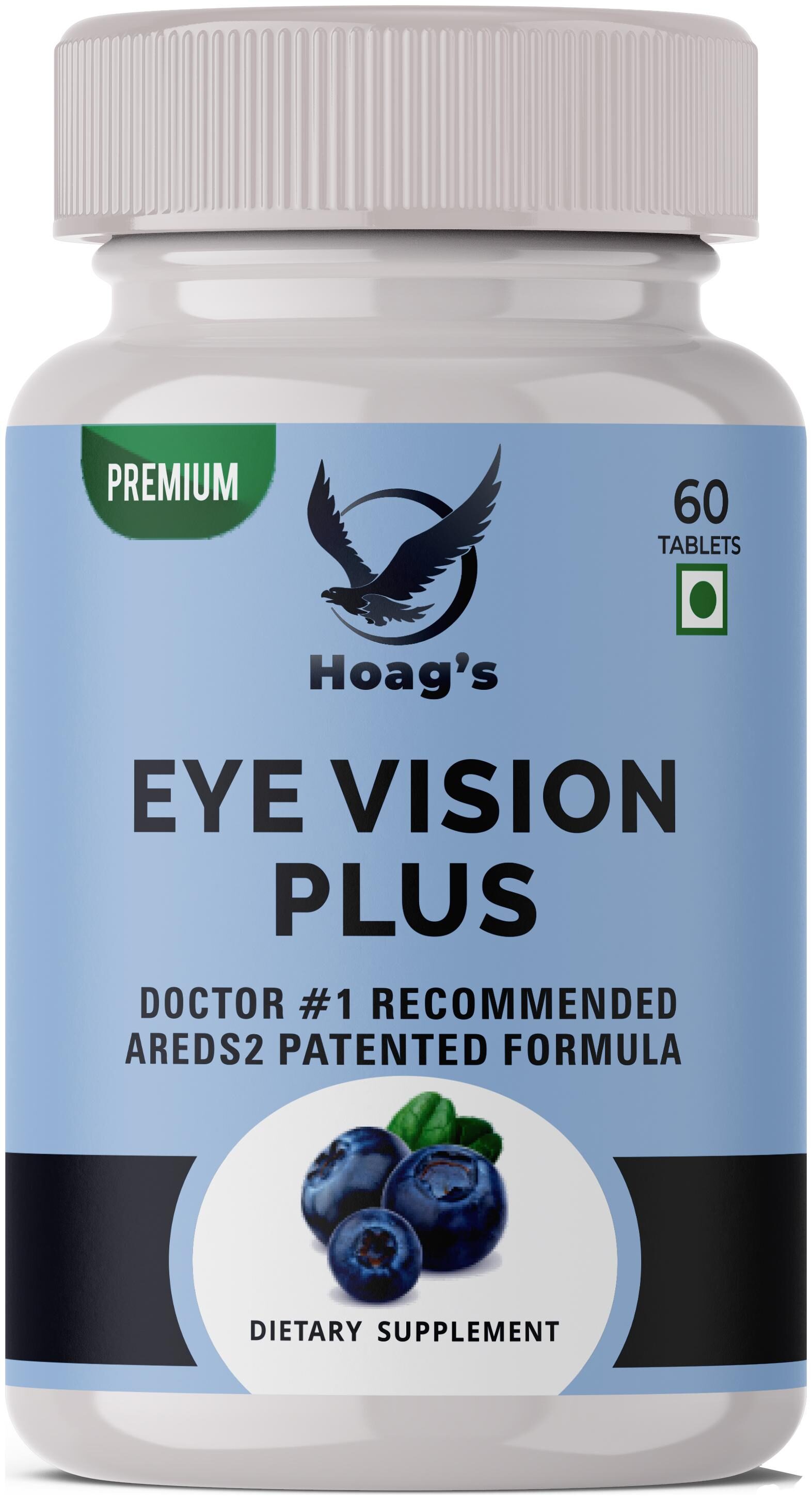 

Hoag s EYE Vision Plus Complete Eye Care Solution With AREDS 2 Patented Formula Lutein Zeaxanthin Bilberry Vitamin C E Copper And Zinc Supplement - 60 Veg Tablets