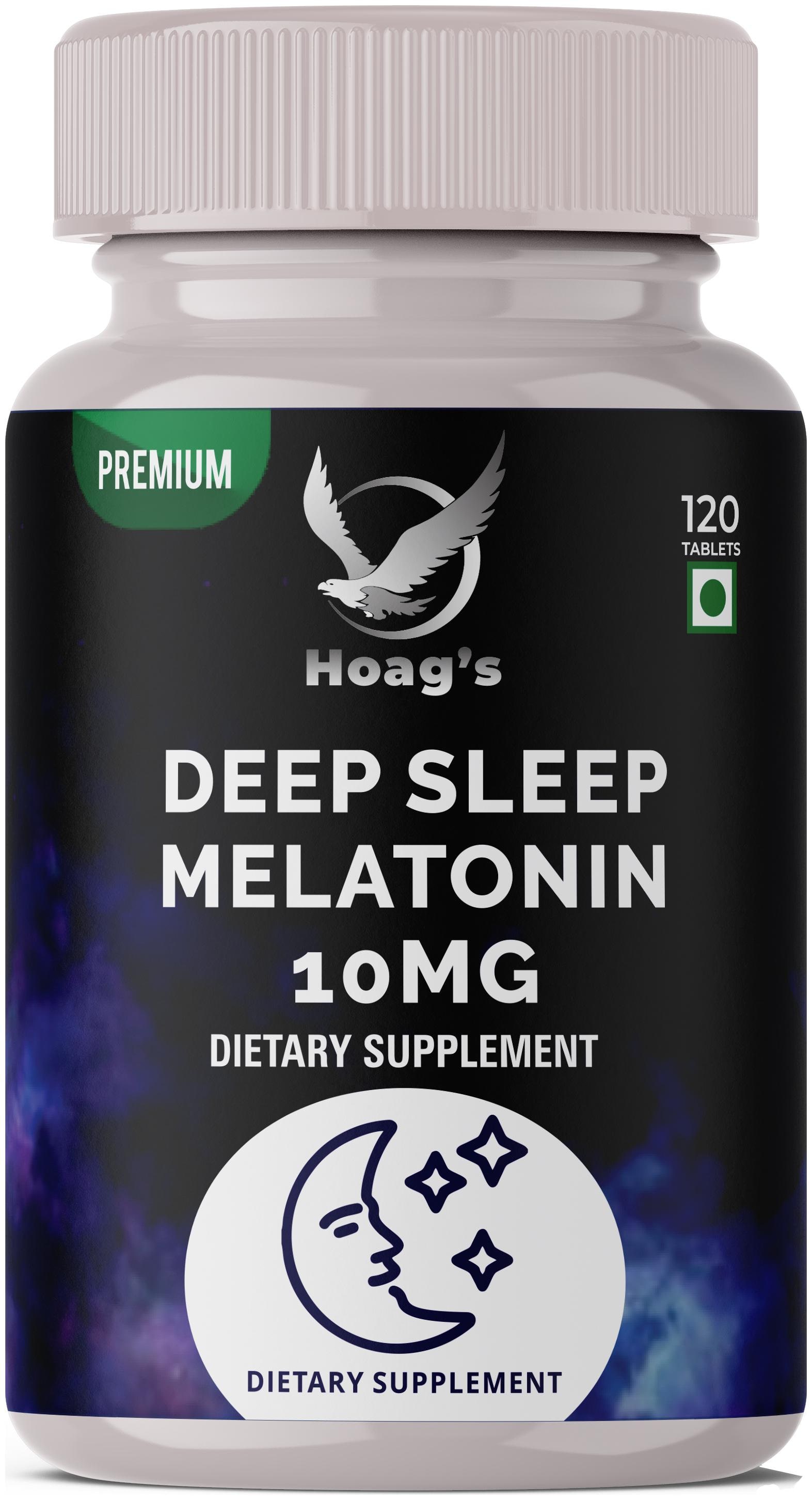 

Hoag s Melatonin 10 mg Improve Deep Smooth sleeping formula support reduce stress and anxiety Supplement - 120 Veg Tablets