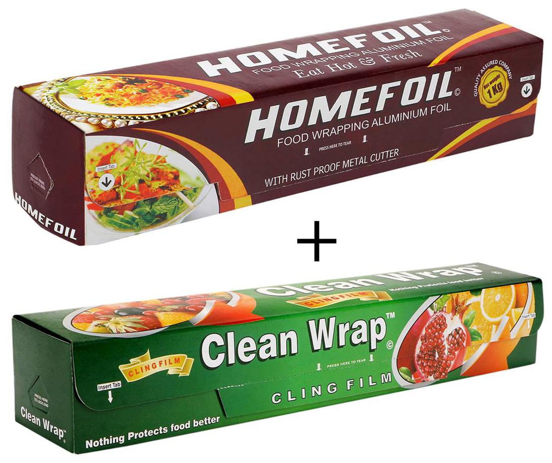 Buy Homefoil Food Wrap Aluminium Foil (1 kg) with Clean Wrap Cling Film