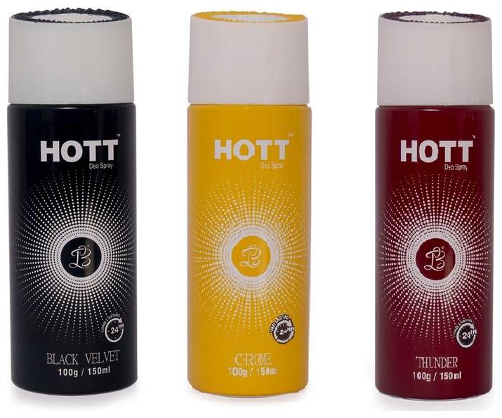 

HOTT BLACK VELVET CHROME THUNDER Gas Deodorant for Men (Pack of 3) (150ml each)