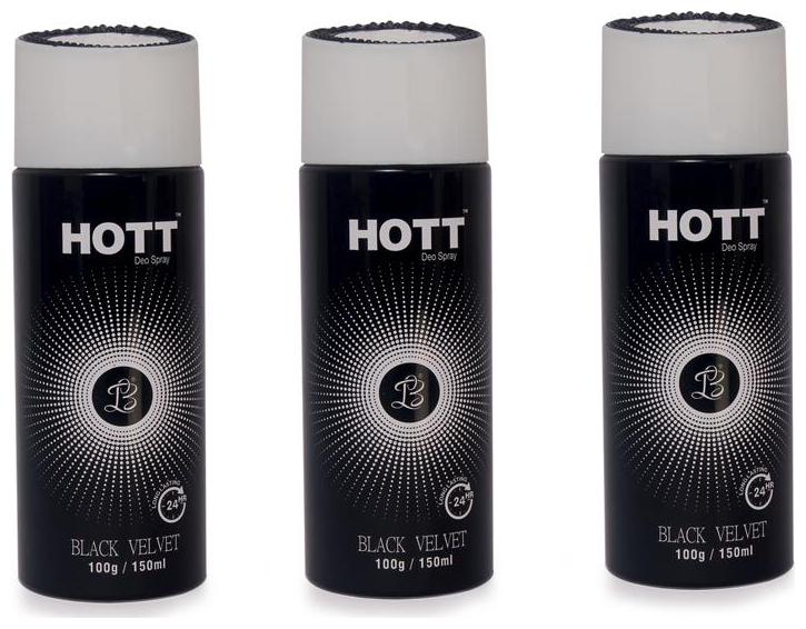

HOTT BLACK VELVET Gas Deodorant for Men Pack of 3 (150ml each)