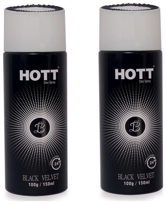 

HOTT BLACK VELVET Gas Deodorant for Men Pack of 2 (150ml each)