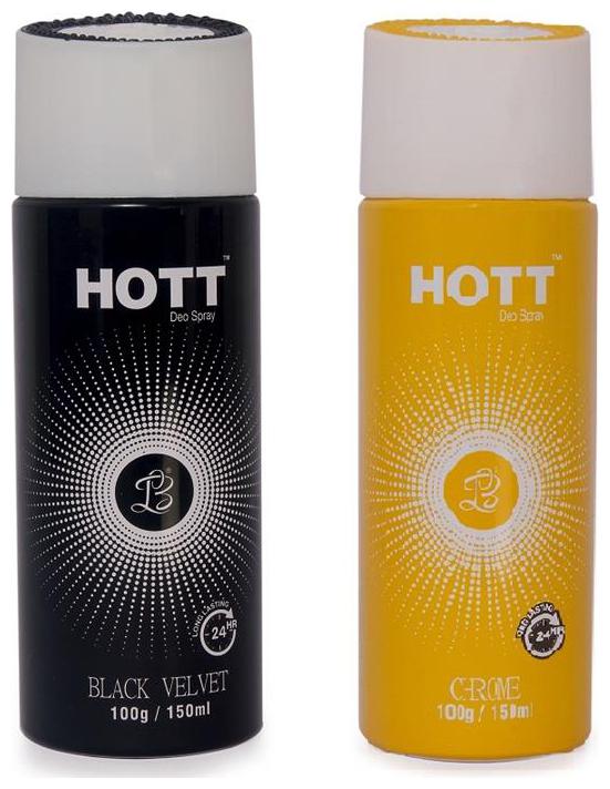 

HOTT BLACK VELVET CHROME Gas Deodorant for Men (Pack of 2) (150ml each)