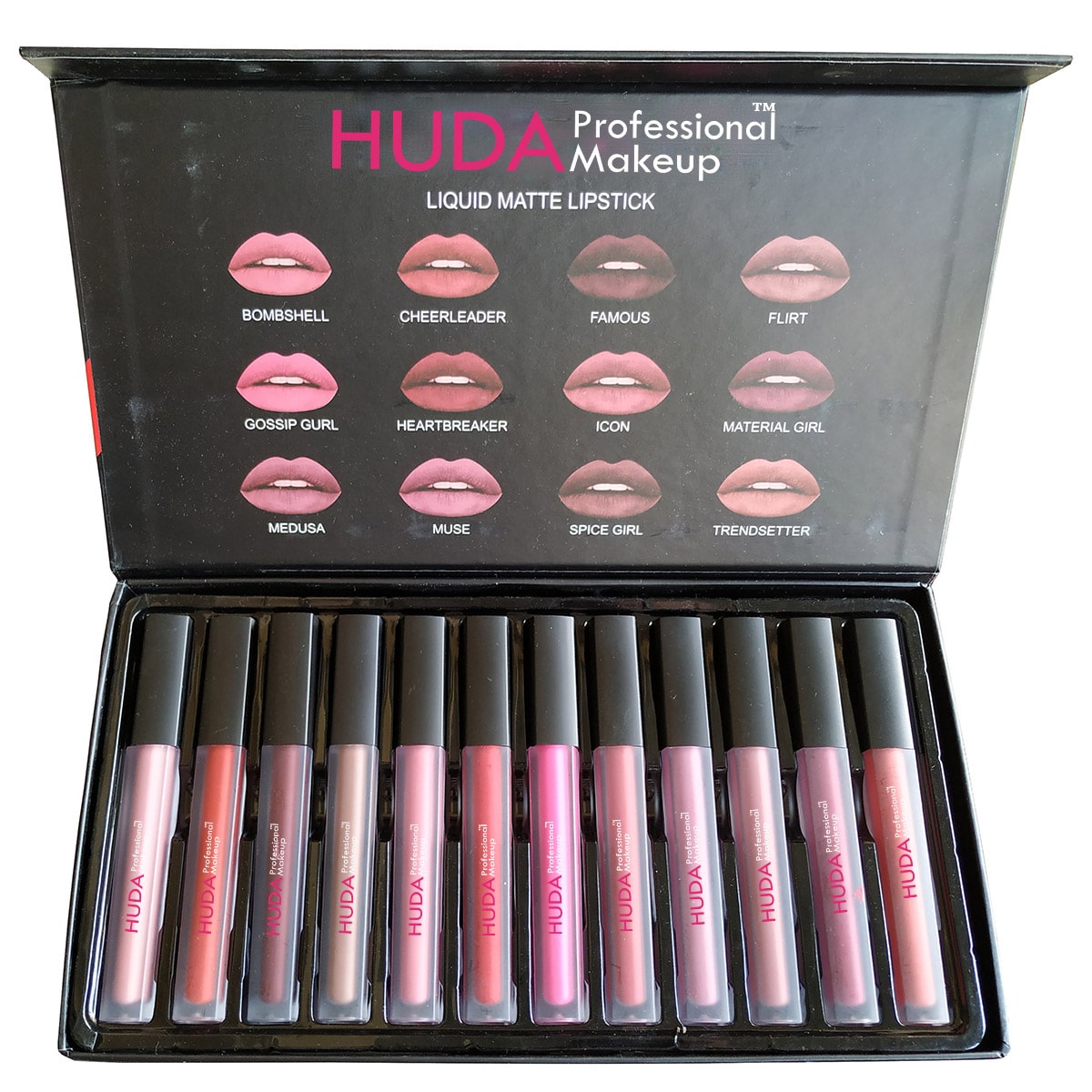 

Huda Professional Makeup Liquid Matte Lipstick 5ml (Multi color)(Pack of 12)