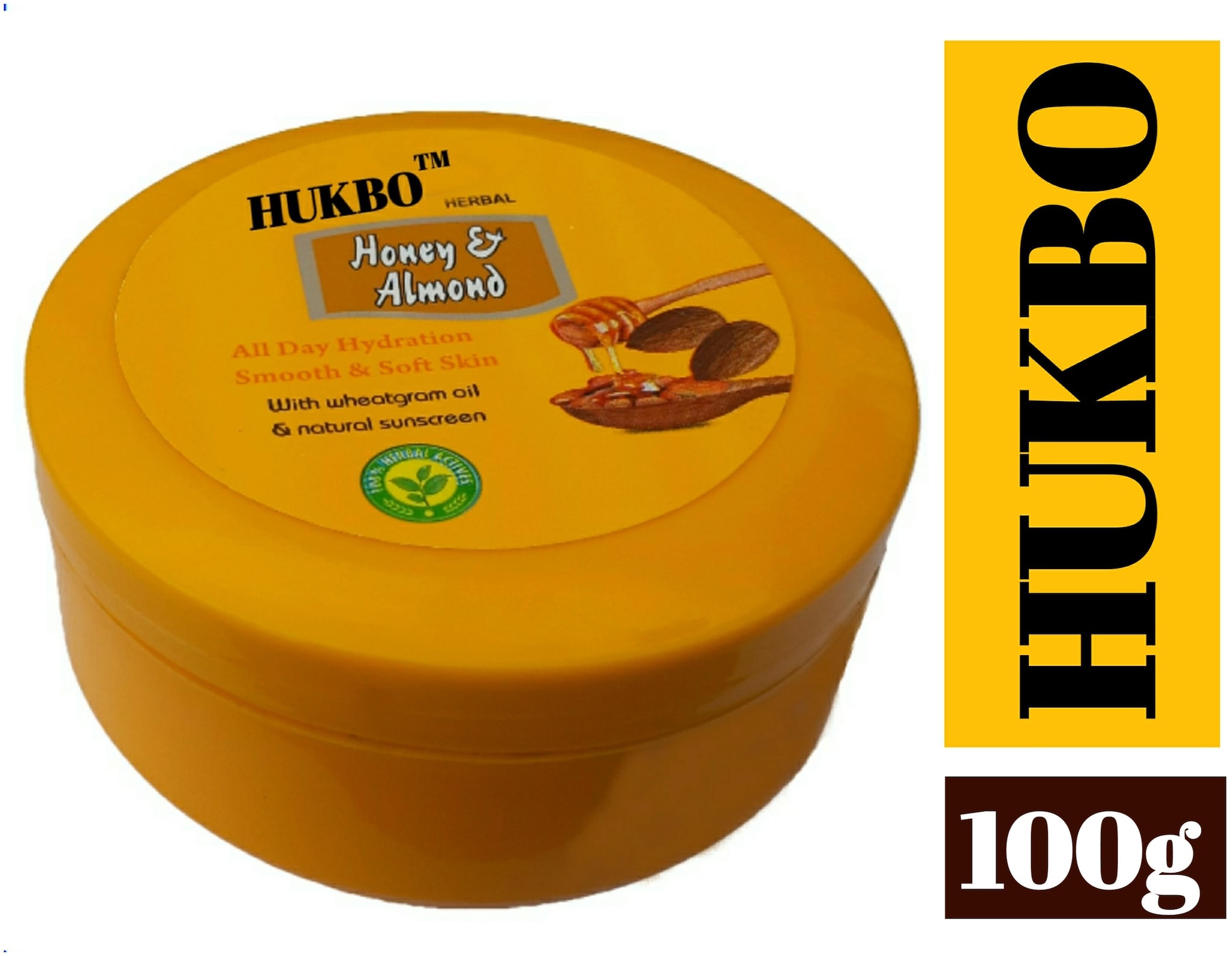 

HUKBO Herbal Honey Almond All Day Hydration Smooth Soft Skin With wheatgram oil natural sunscreen 100 g