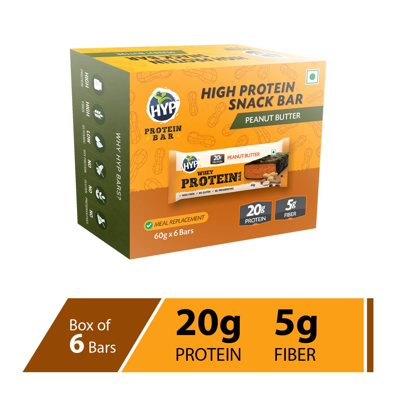 

HYP Whey Protein Bar - Peanut Butter (Box of 6 Bars)