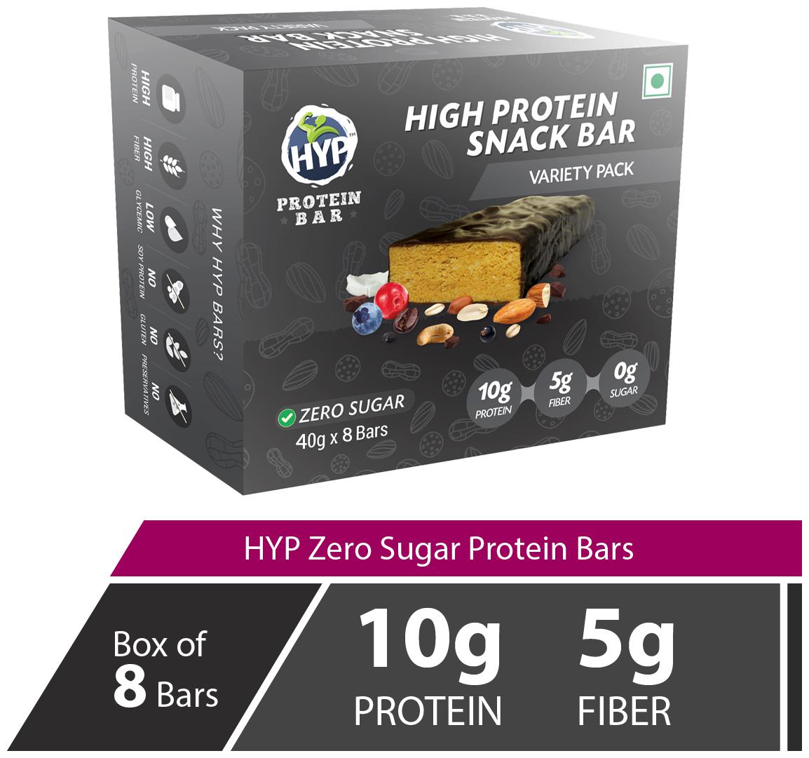 

Hyp Zero Sugar Protein Bars Variety Pack (10G Protein) (Pack of 8 )