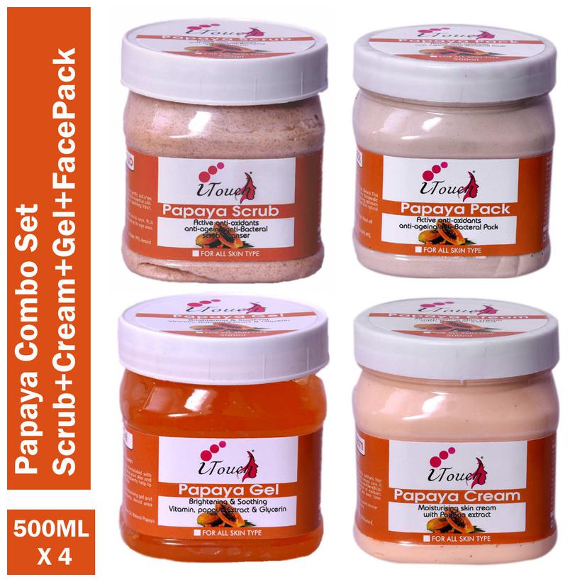

I Touch Herbal Papaya Face Cream -500ml And Papaya Gel- 500ml And Papaya Face Pack 500ml And Papaya Scrub- 500ml (Pack Of 4 )