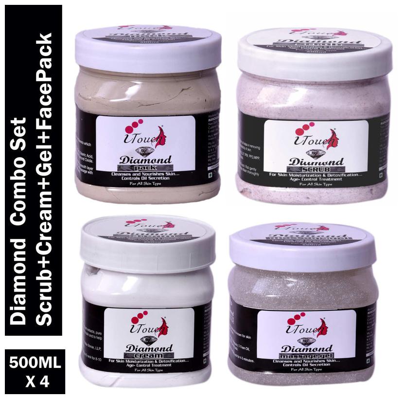 

I Touch Herbal Diamond Face Cream -500ml And Daimond Gel- 500ml And Diamond Face Pack 500ml And Diamond Scrub- 500ml (Pack Of 4 )