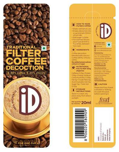 

iD Fresh Filter Coffee - Decoction Travel Satchet 20 ml