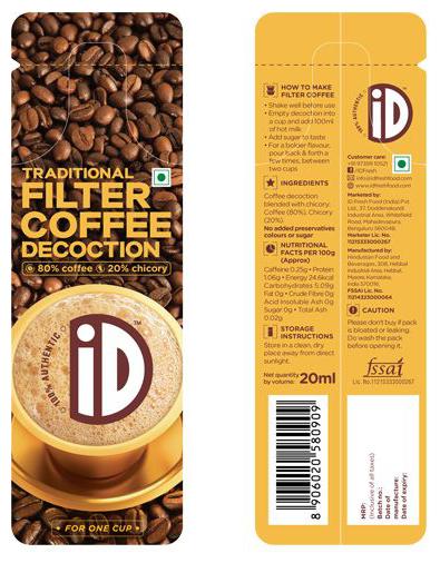 

iD Fresh Filter Coffee - Decoction Travel Satchet 20 ml