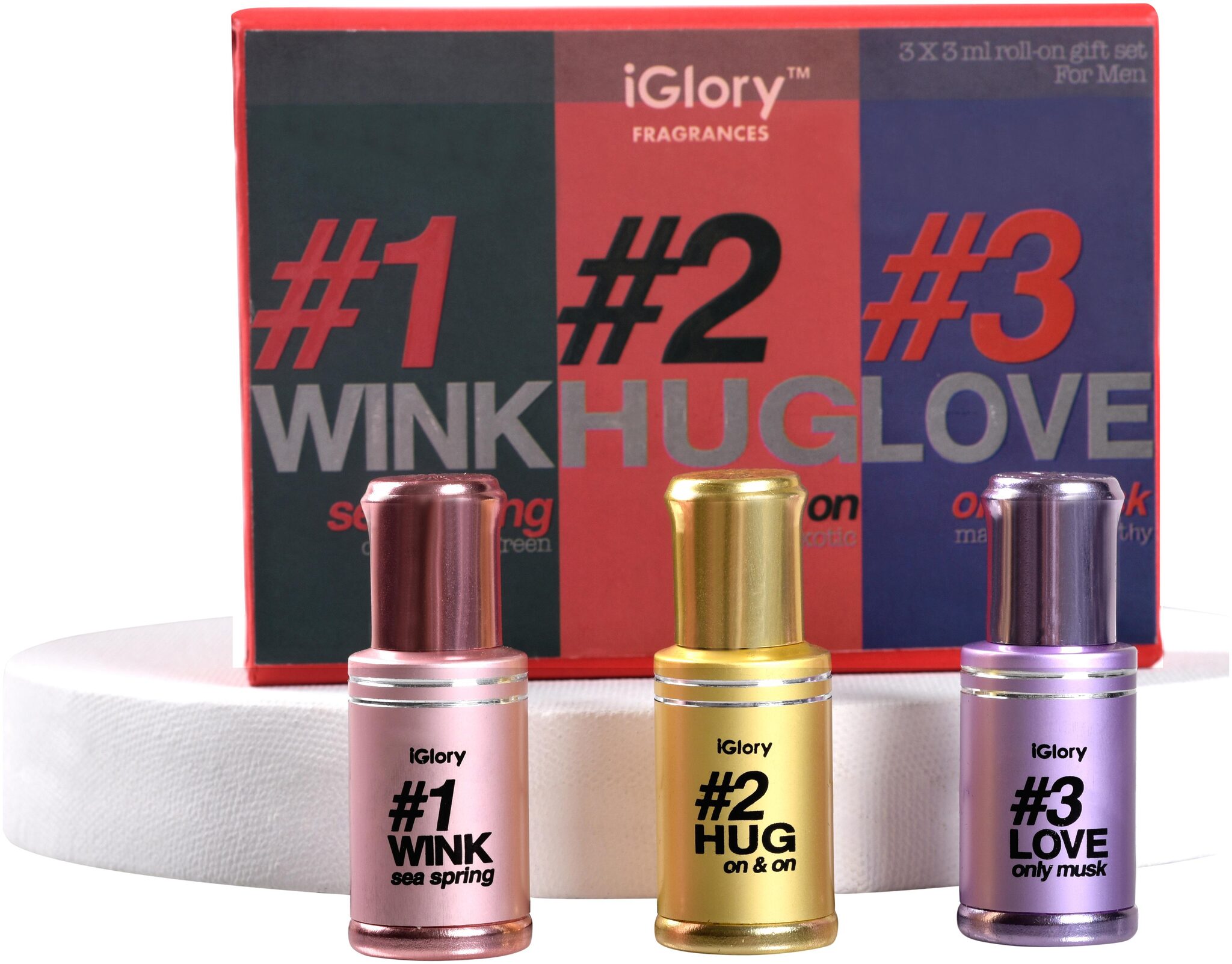 

iGlory Roll On Fragrances Three-in-One Alcohol Free Perfume Set for Men 3 ml each (Pack of 3 )
