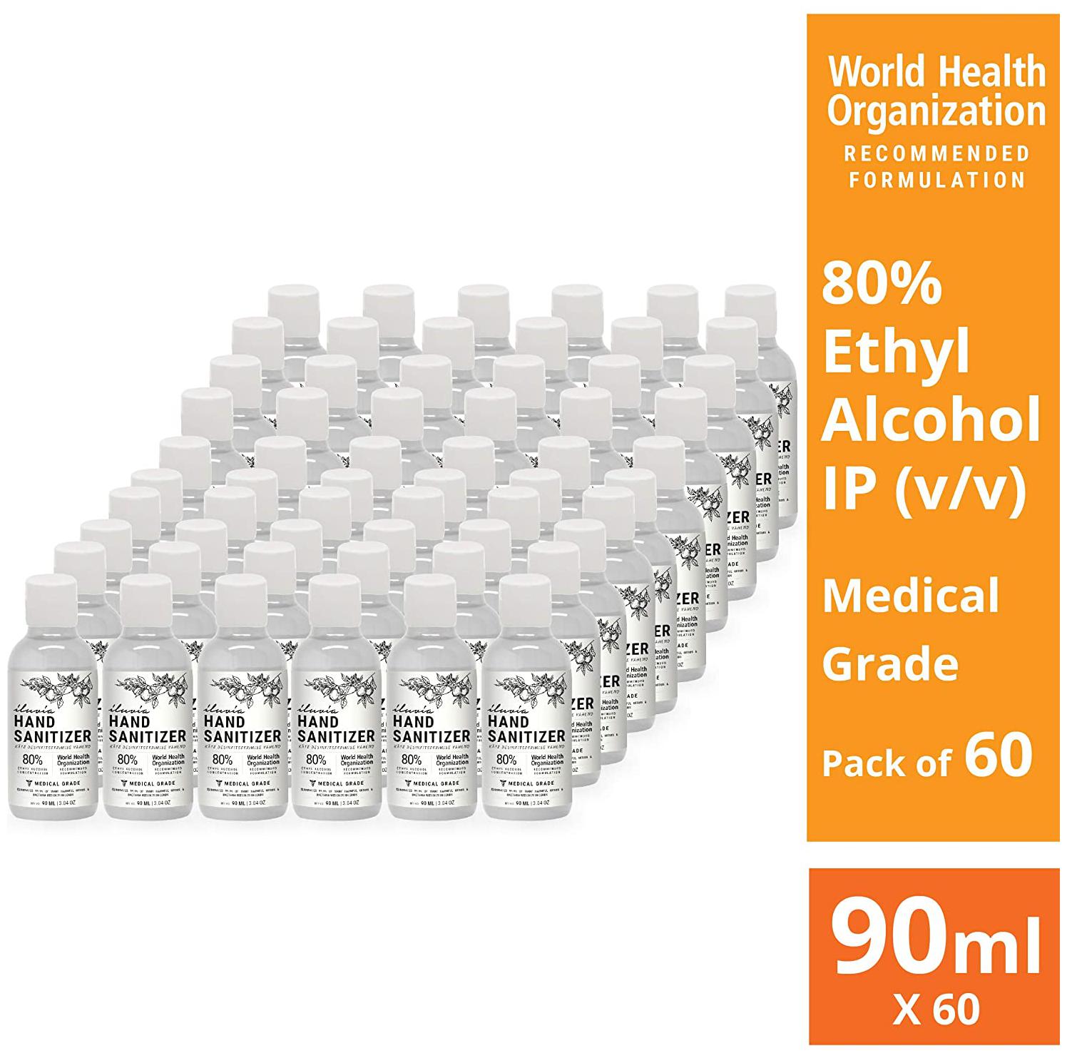 

Illuvia Sanitizer 80 Ethyl Alcohol Concentration 90ml (Pack of 60)