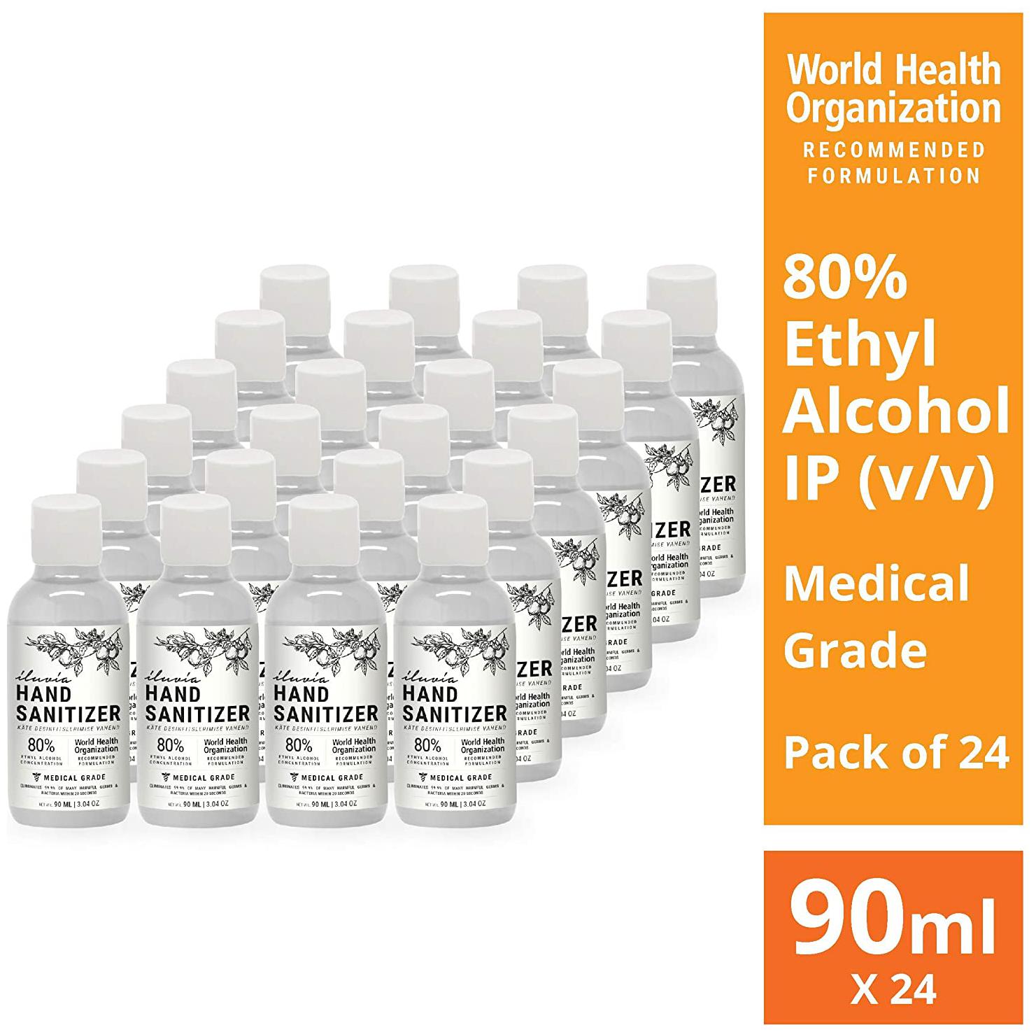 

Illuvia Sanitizer 80 Ethyl Alcohol Concentration 90ml (Pack of 24)