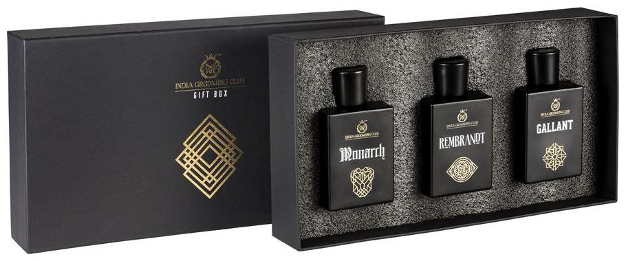 

India Grooming Club Royale Imperial Perfume Combo Kit Set for Men set of 3 perfumes Black and Gold gift box 300ml